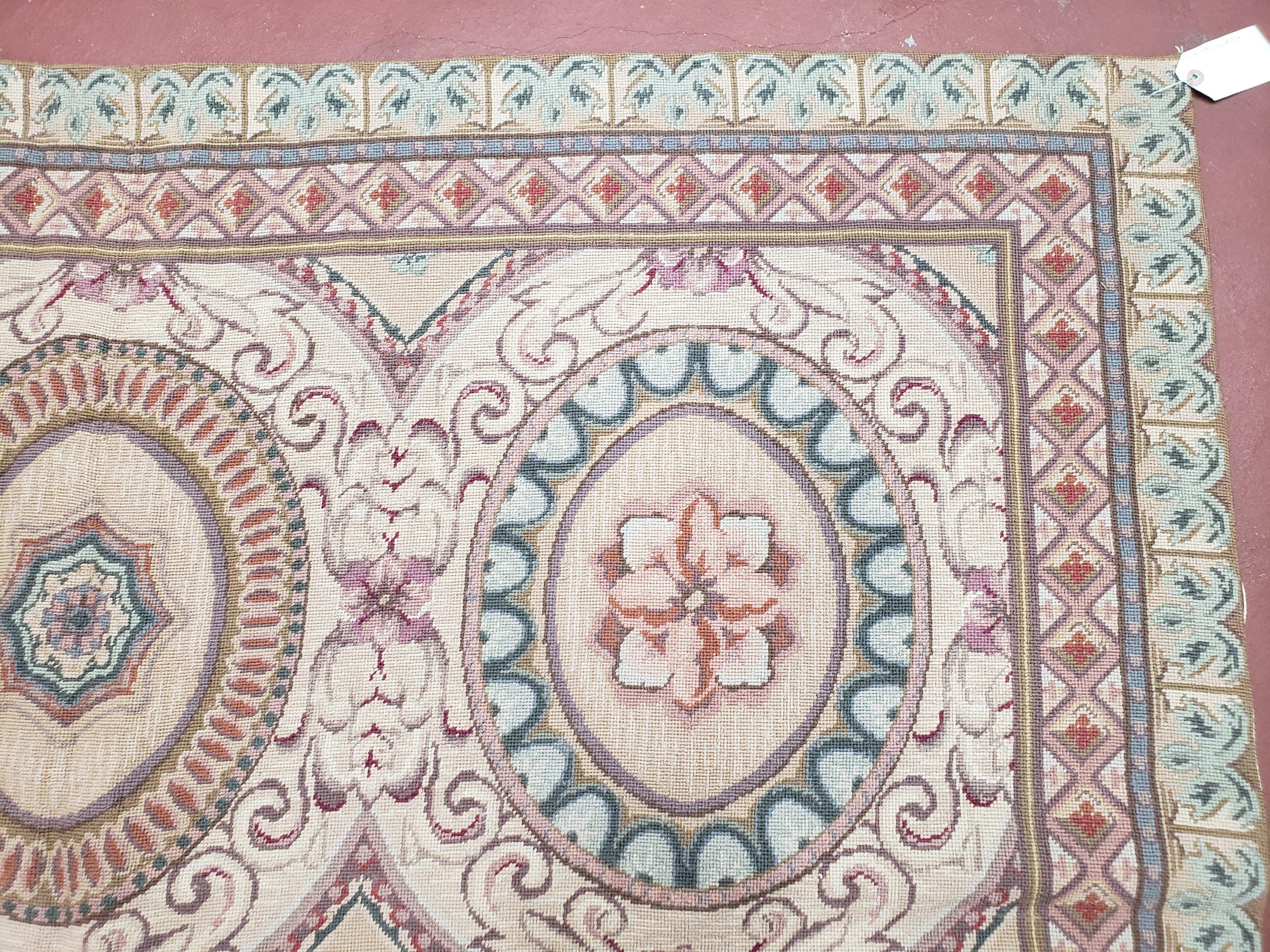 New Needlepoint Rug, 6x9 Needlepoint Carpet, Flatweave Rug, Vicotorian French European English Decor, Elegant Rug for Living Room, Handmade - Image 7