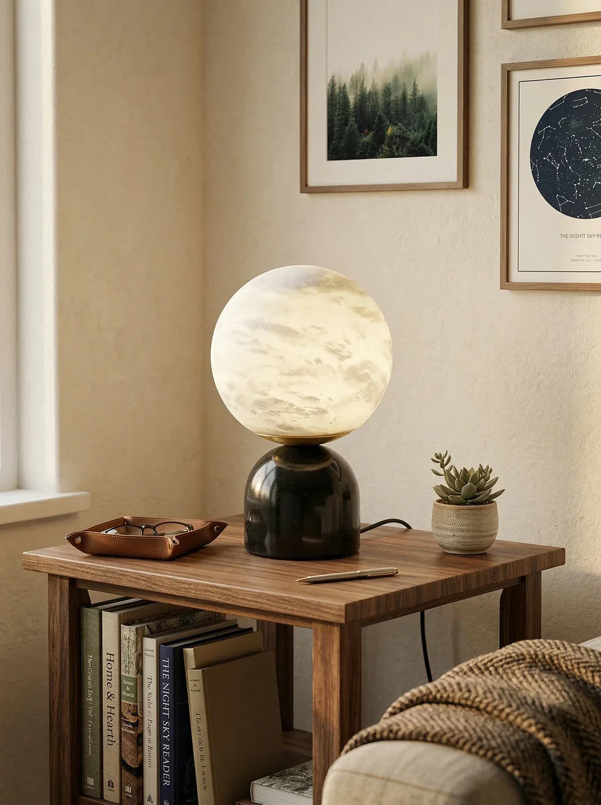 Round Alabaster Table Lamp - Image 2