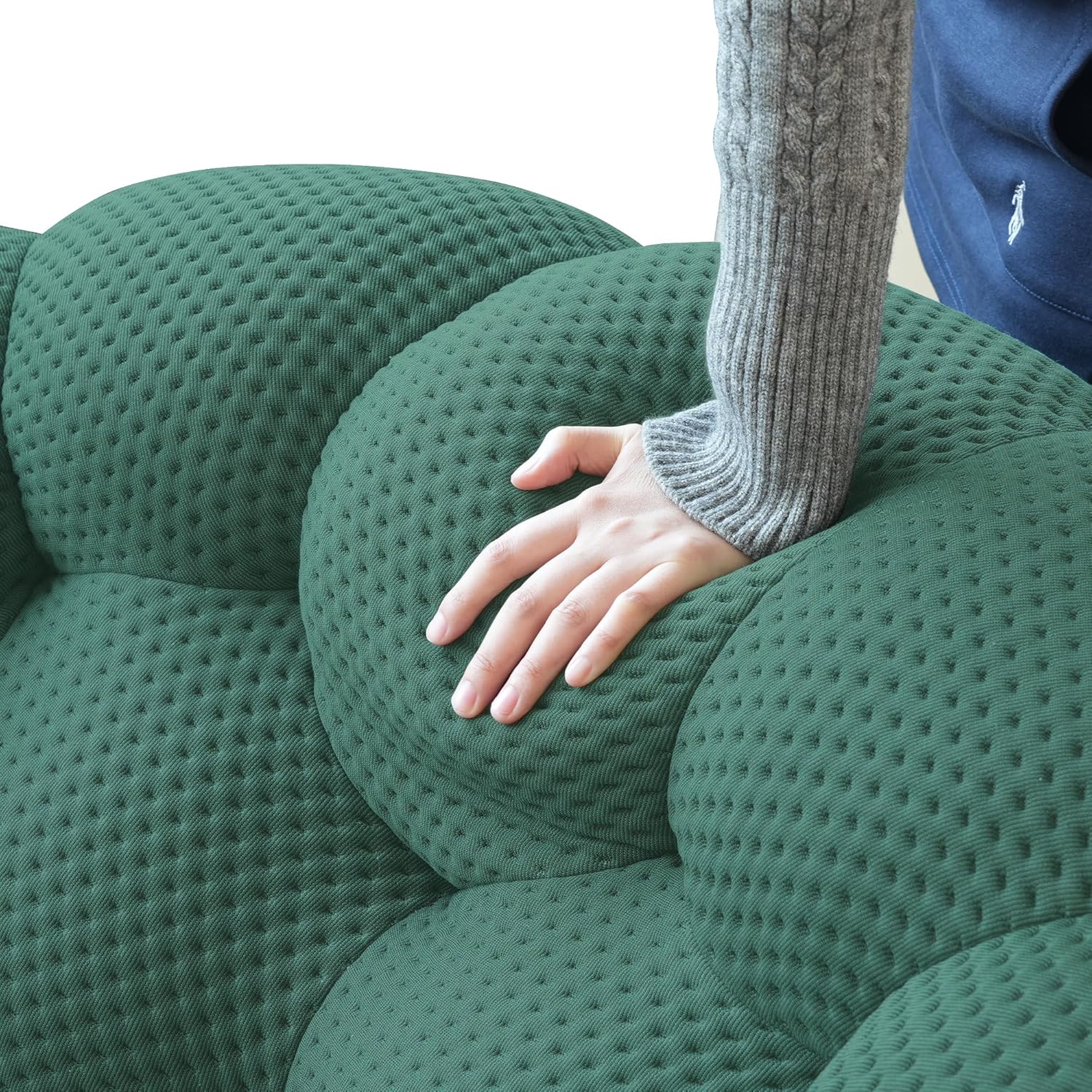 Nuvé® Mitsu Modular Bouclé Cloud Sofa - Dark Green - Ottoman - Image 4