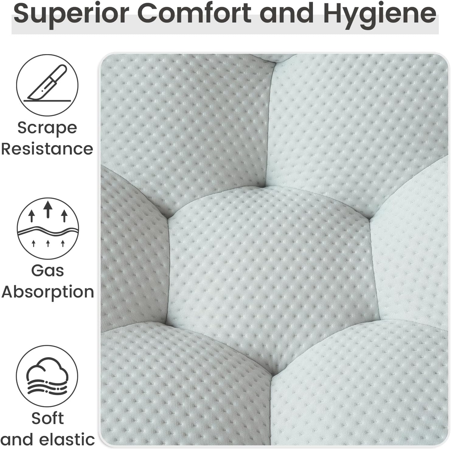 Nuvé® Mitsu Modular Bouclé Cloud Sofa - Light Grey - 3-Seater Sofa - Image 5