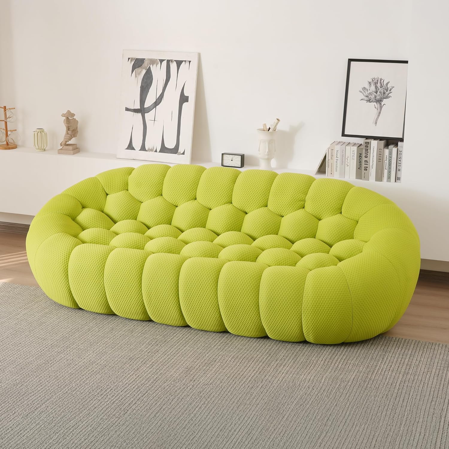 Nuvé® Mitsu Modular Bouclé Cloud Sofa - Lime Green - 3-Seater Sofa