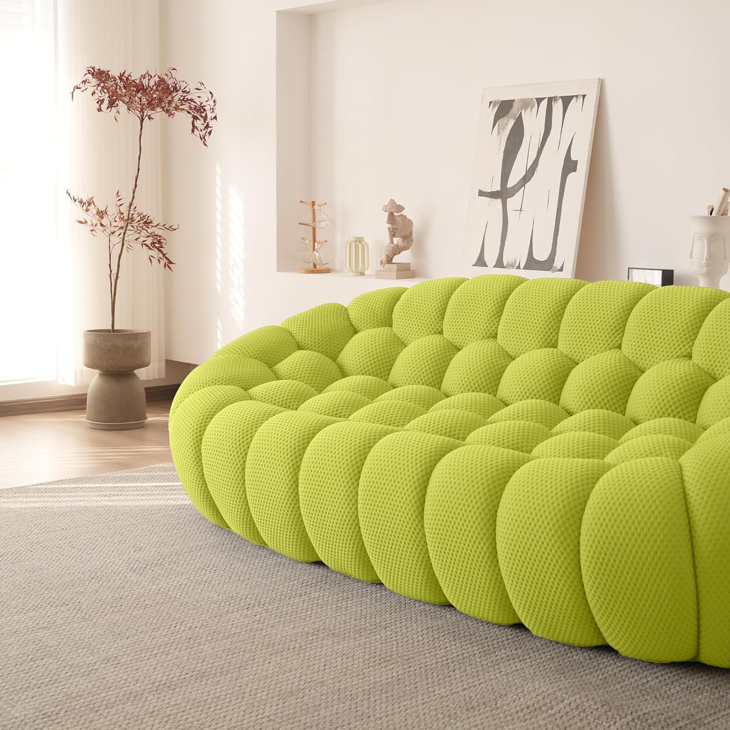 Nuvé® Mitsu Modular Bouclé Cloud Sofa - Lime Green - 3-Seater Sofa - Image 2