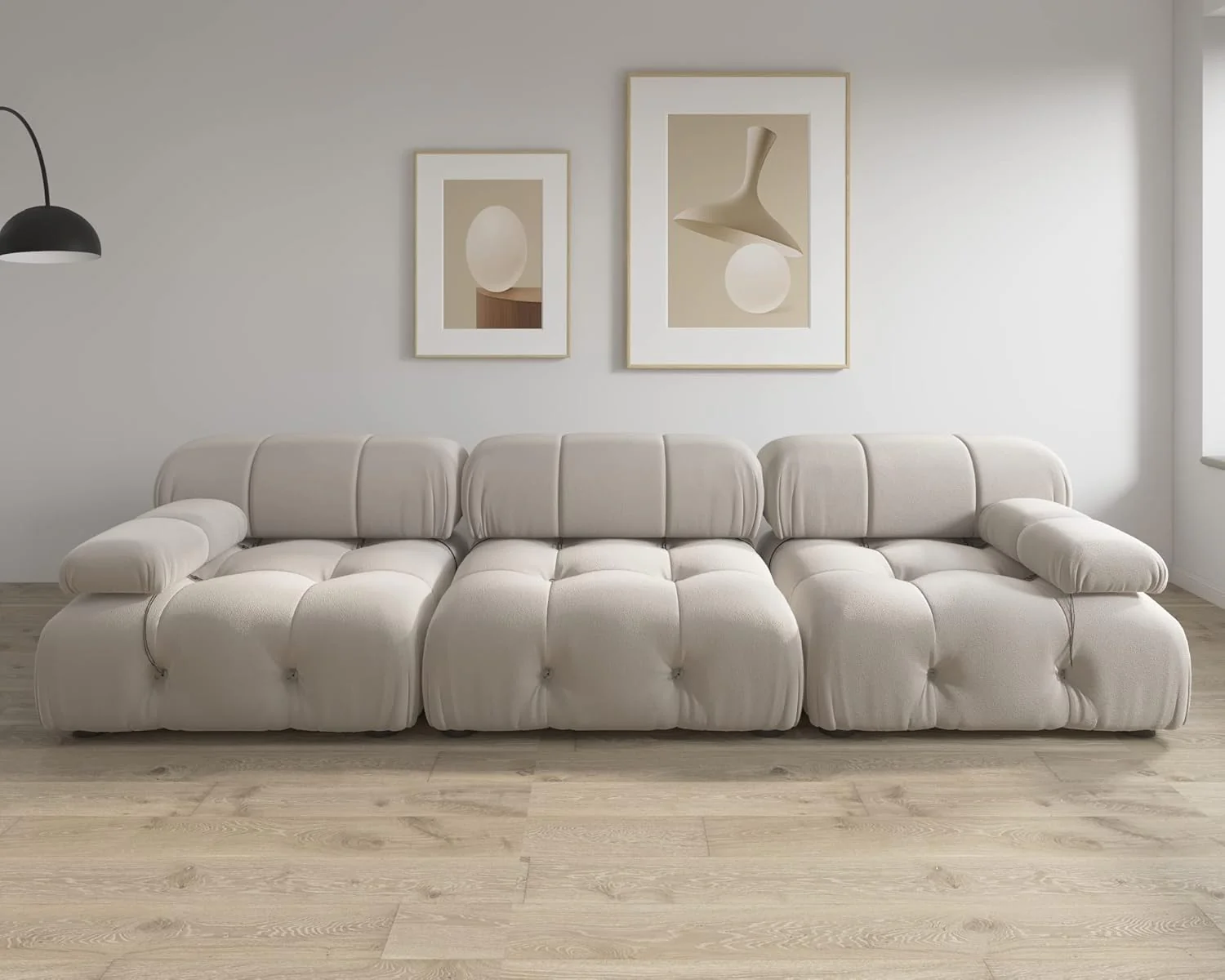 Nuvé® Takumi Velvet Modular Bouclé Cloud Sofa - Beige - 3 Seater Sofa - Image 3