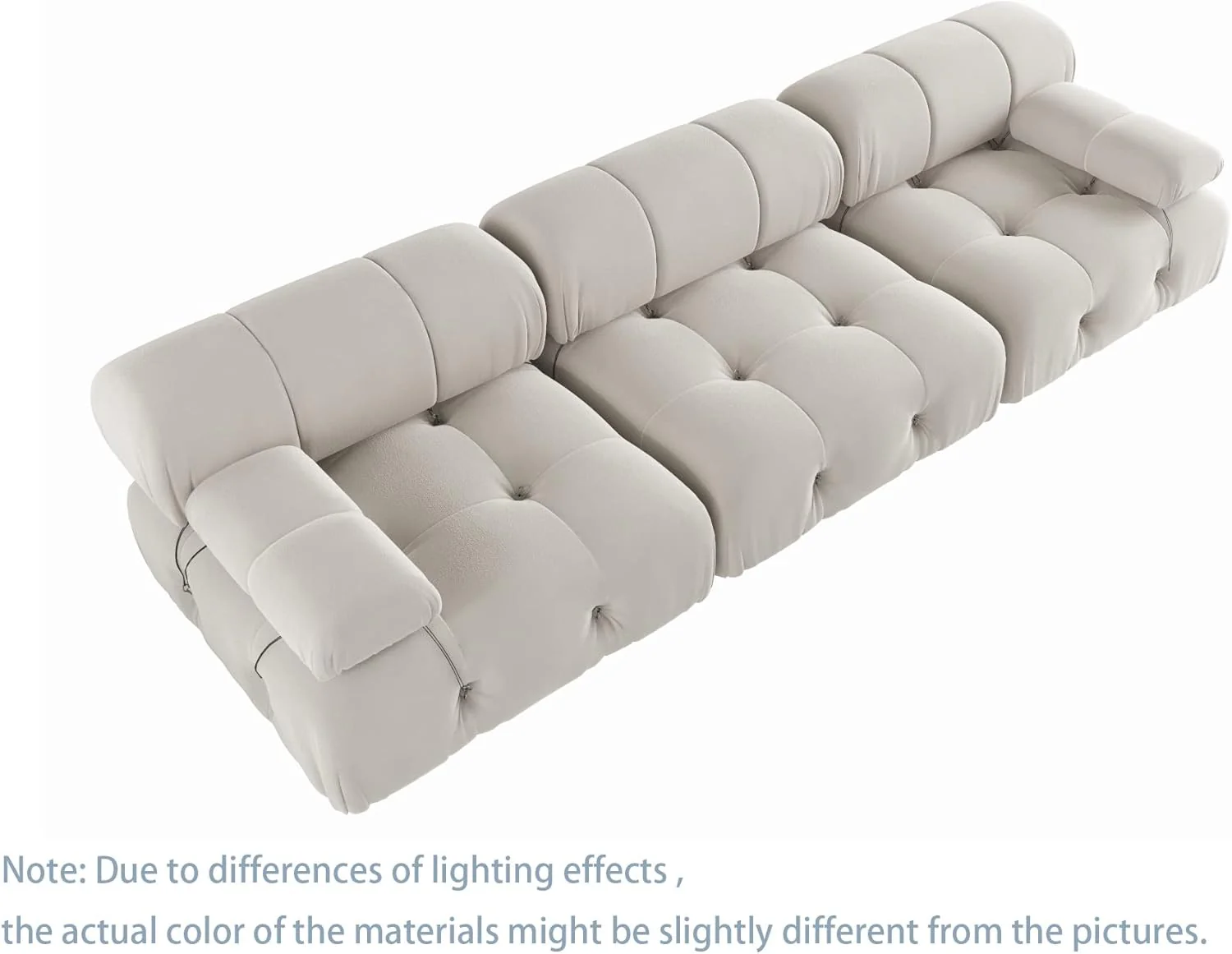 Nuvé® Takumi Velvet Modular Bouclé Cloud Sofa - Beige - 3 Seater Sofa - Image 5