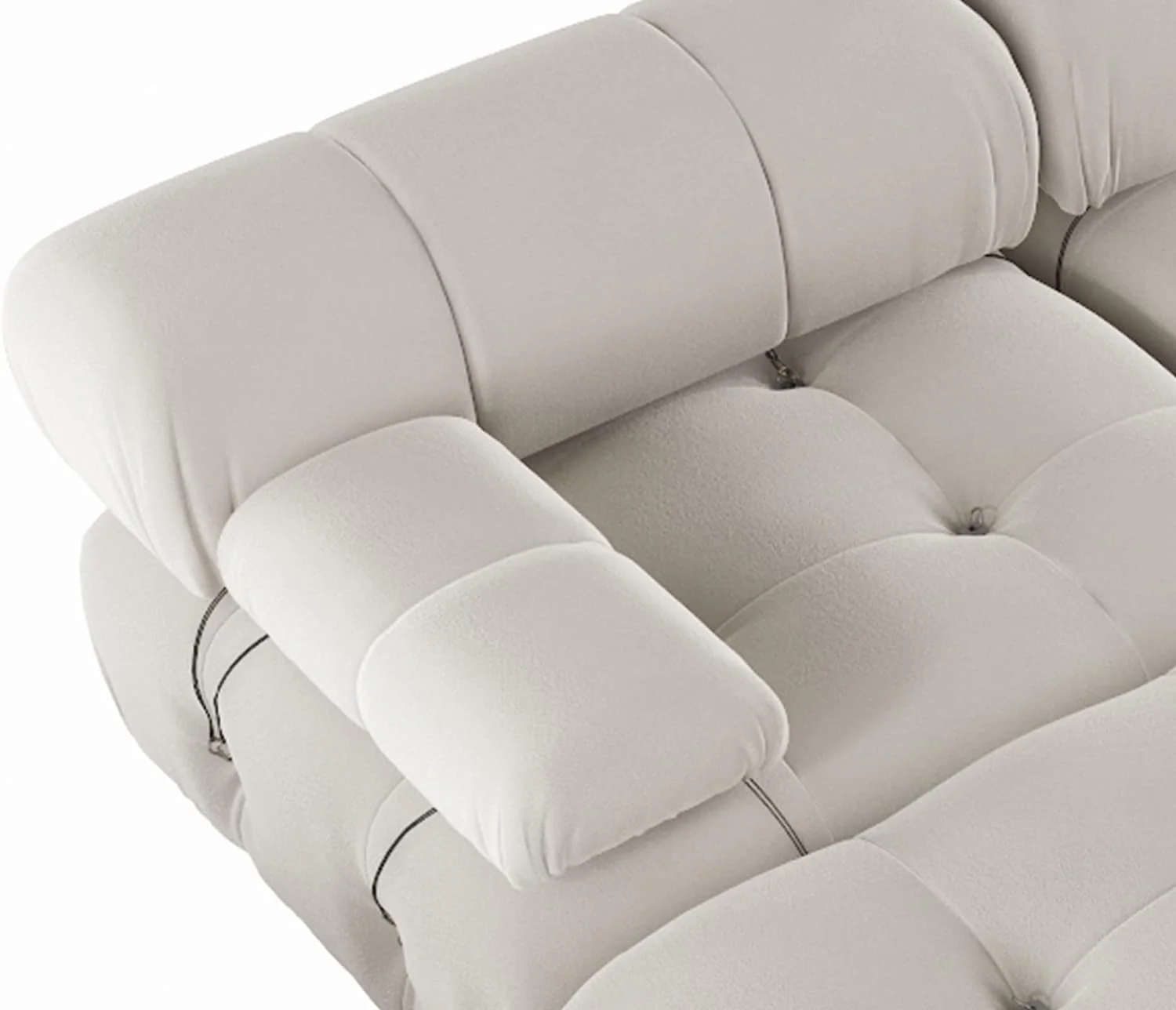 Nuvé® Takumi Velvet Modular Bouclé Cloud Sofa - Beige - 3 Seater Sofa - Image 6