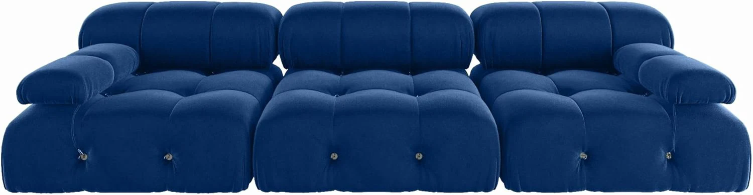 Nuvé® Takumi Velvet Modular Bouclé Cloud Sofa - Blue - 3 Seater Sofa - Image 8