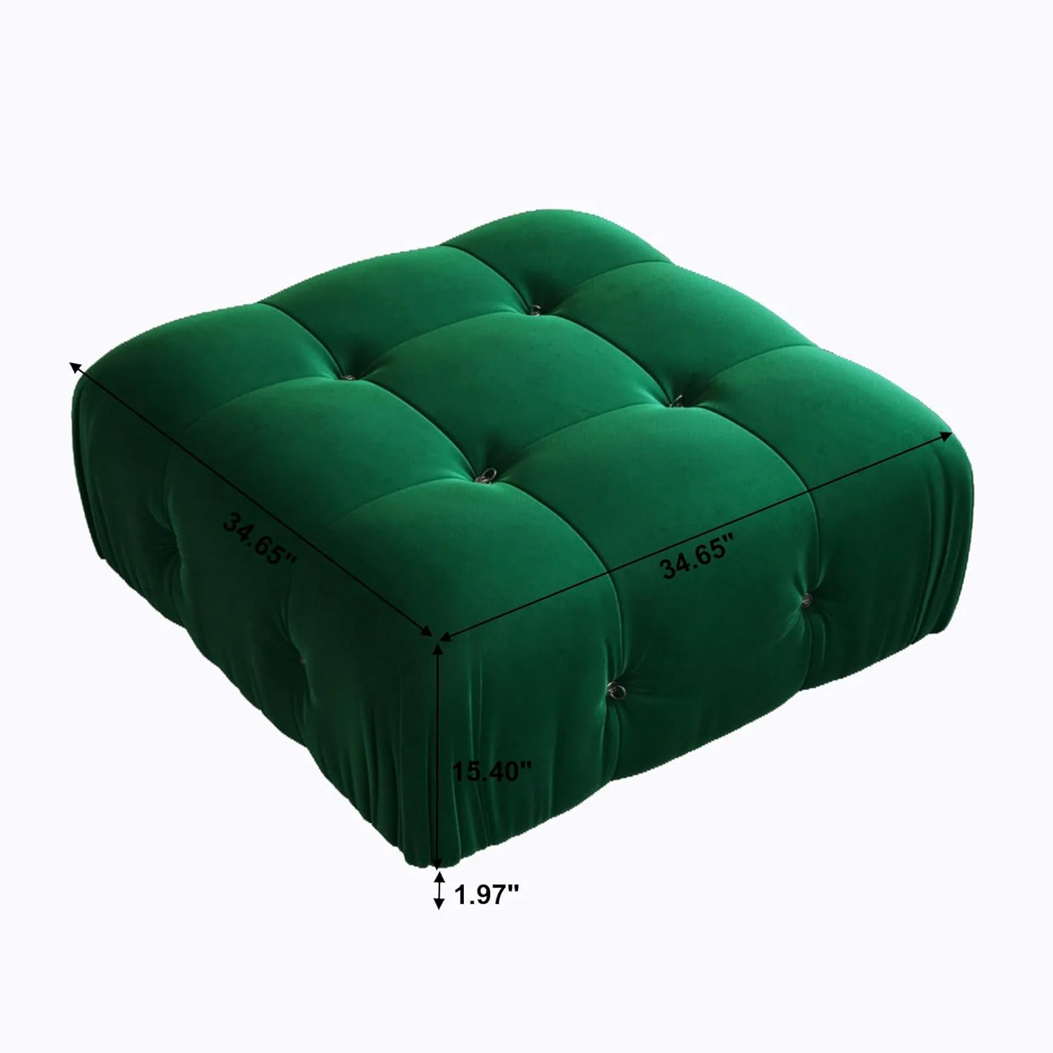 Nuvé® Takumi Velvet Modular Bouclé Cloud Sofa - Green - Ottoman - Image 4