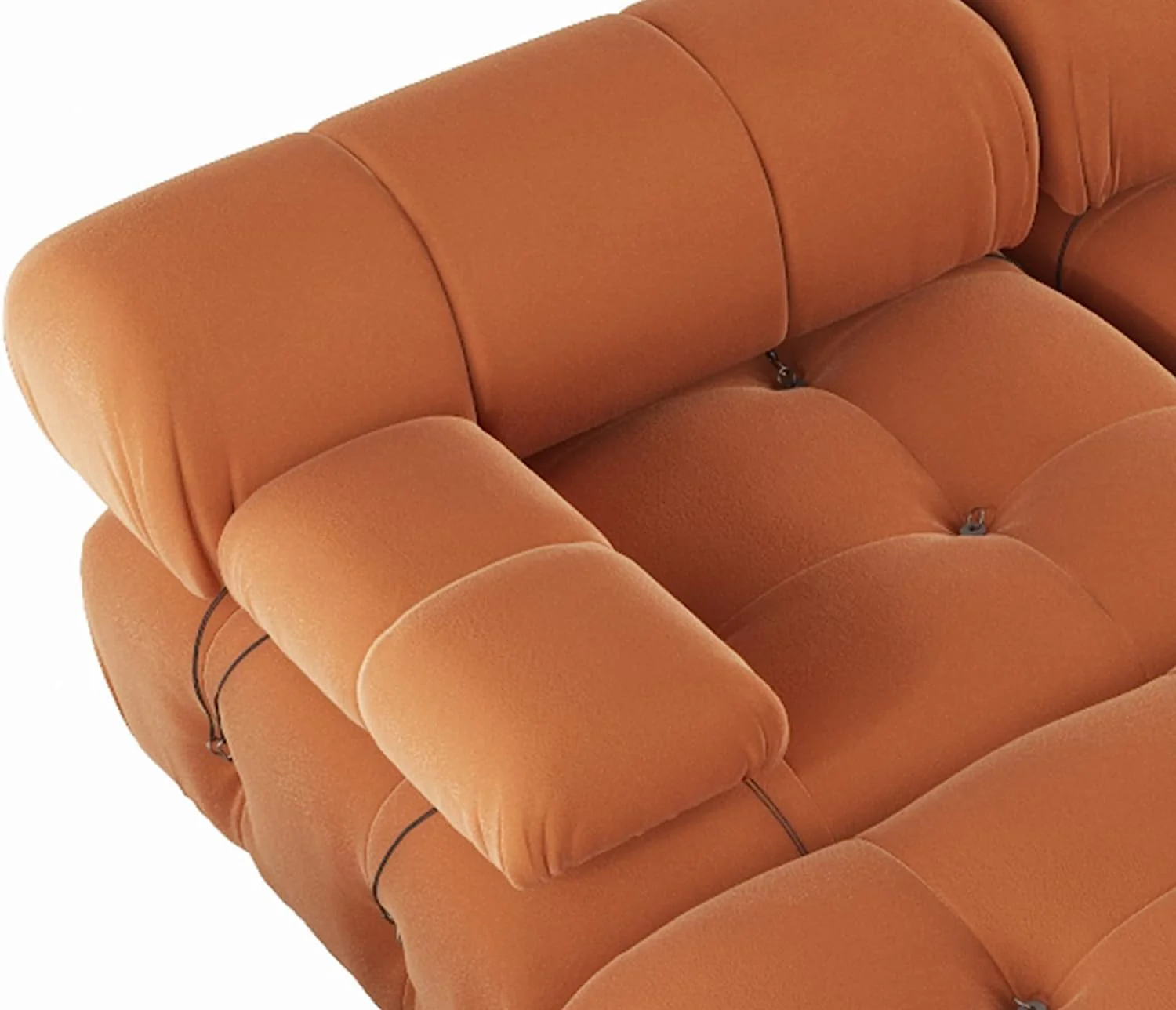 Nuvé® Takumi Velvet Modular Bouclé Cloud Sofa - Orange - 4-Seater Sofa with 2 Ottoman - Image 2
