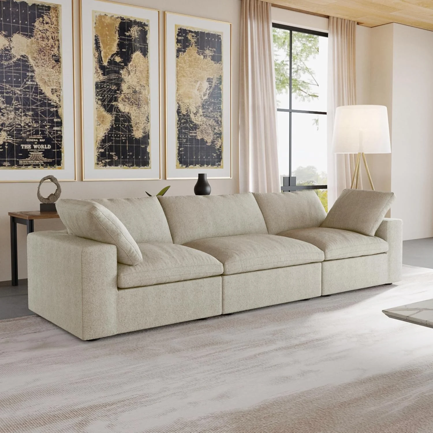 Nuvé® Solace Modular Bouclé Cloud Sofa - Khaki - 3-Seater Sofa - Image 2