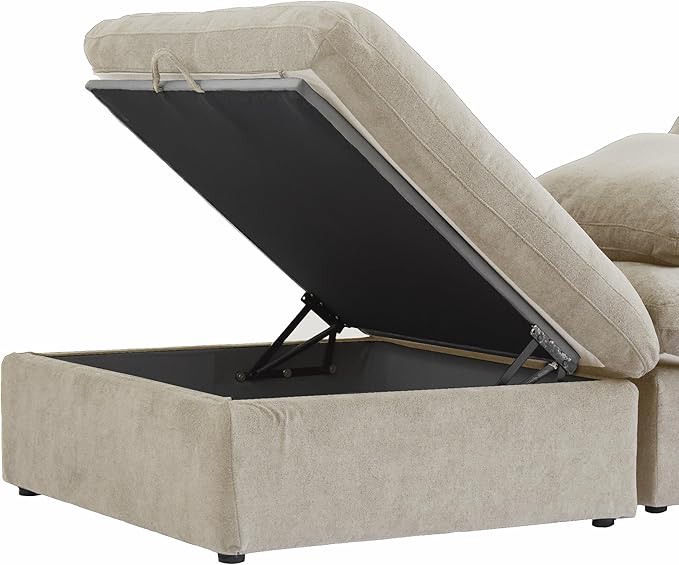 Nuvé® Solace Modular Bouclé Cloud Sofa - Khaki - 5-Seater Corner Sectional + Ottoman - Image 5