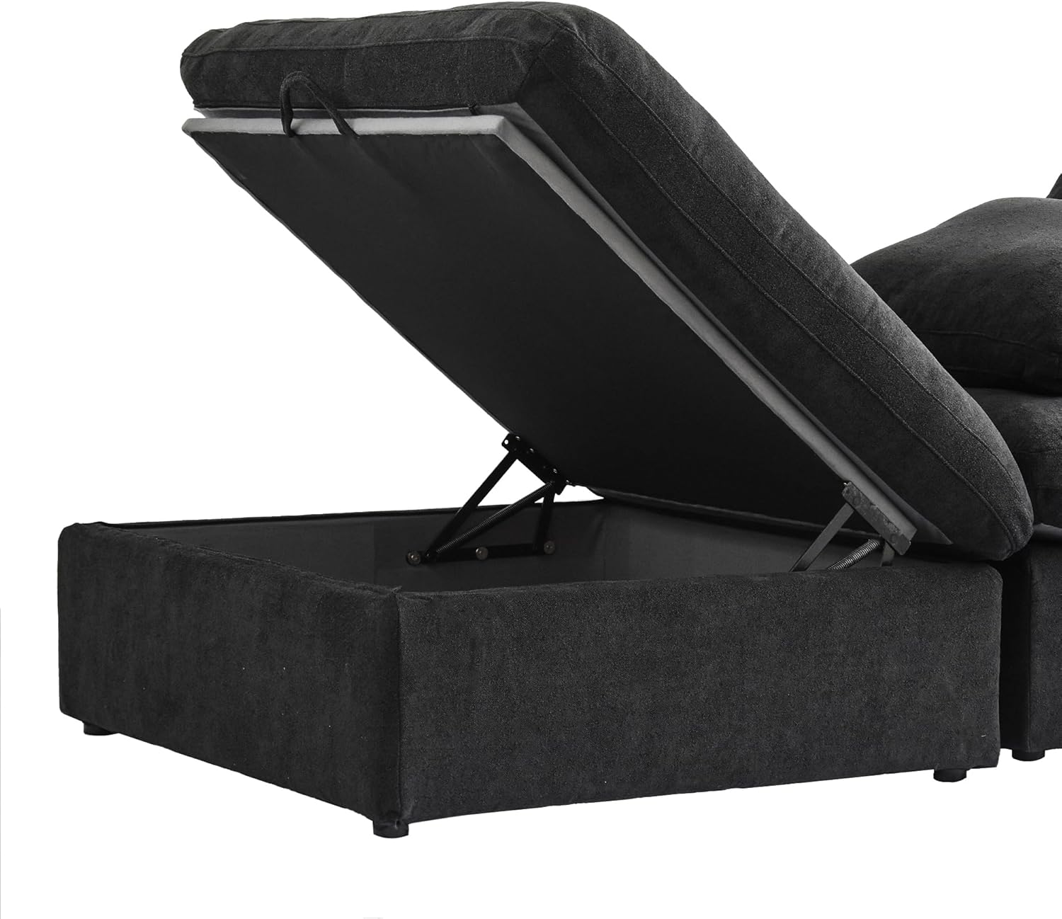 Nuvé® Solace Modular Bouclé Cloud Sofa - Obsidian Black - 4-Seater Sectional Sofa with Ottoman - Image 6