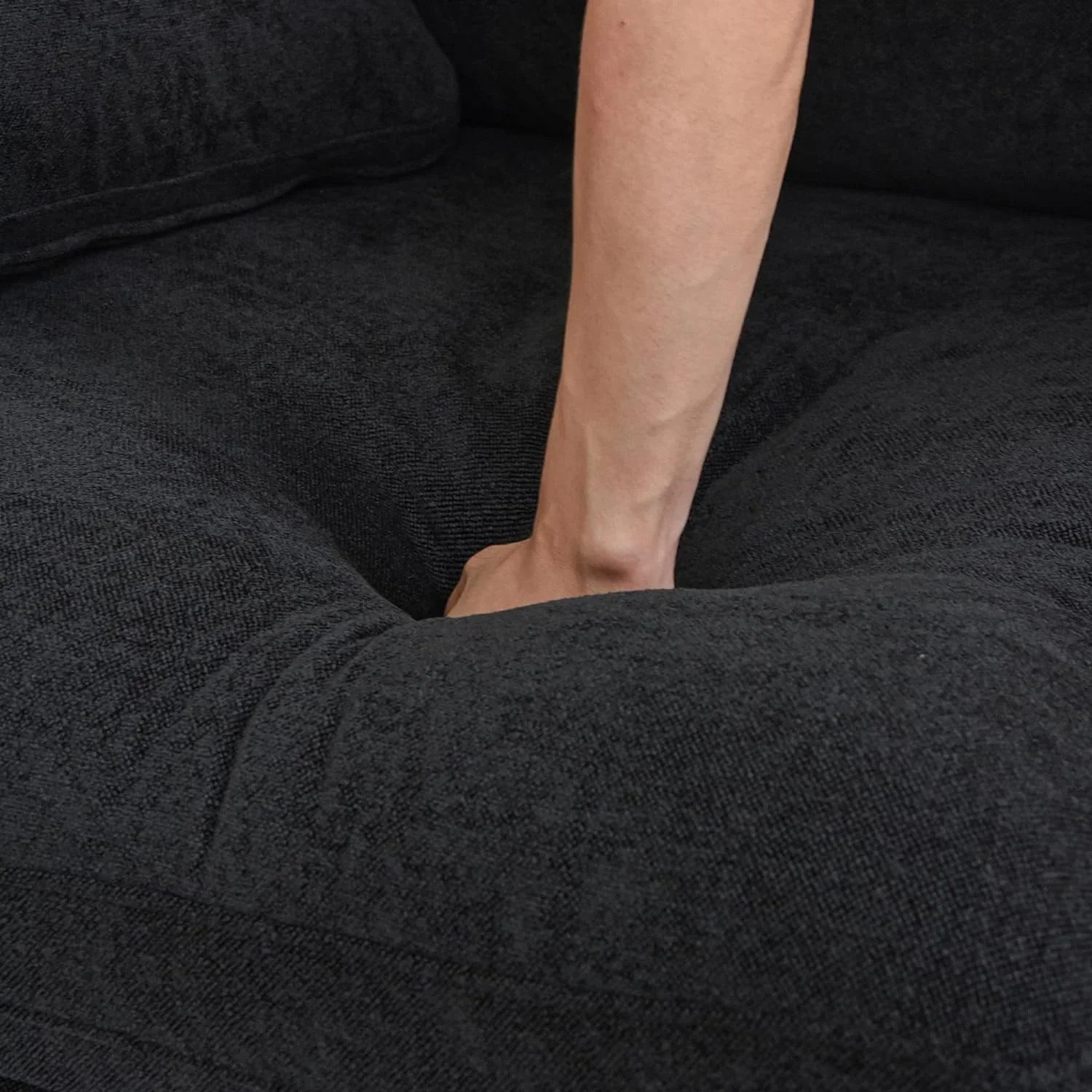 Nuvé® Solace Modular Bouclé Cloud Sofa - Obsidian Black - 5-Seater Corner Sectional + Ottoman - Image 5