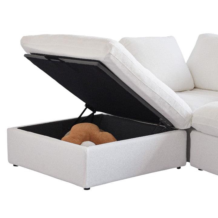 Nuvé® Solace Modular Bouclé Cloud Sofa - Snow White - 2-Seater Sectional Sofa with Ottoman - Image 7