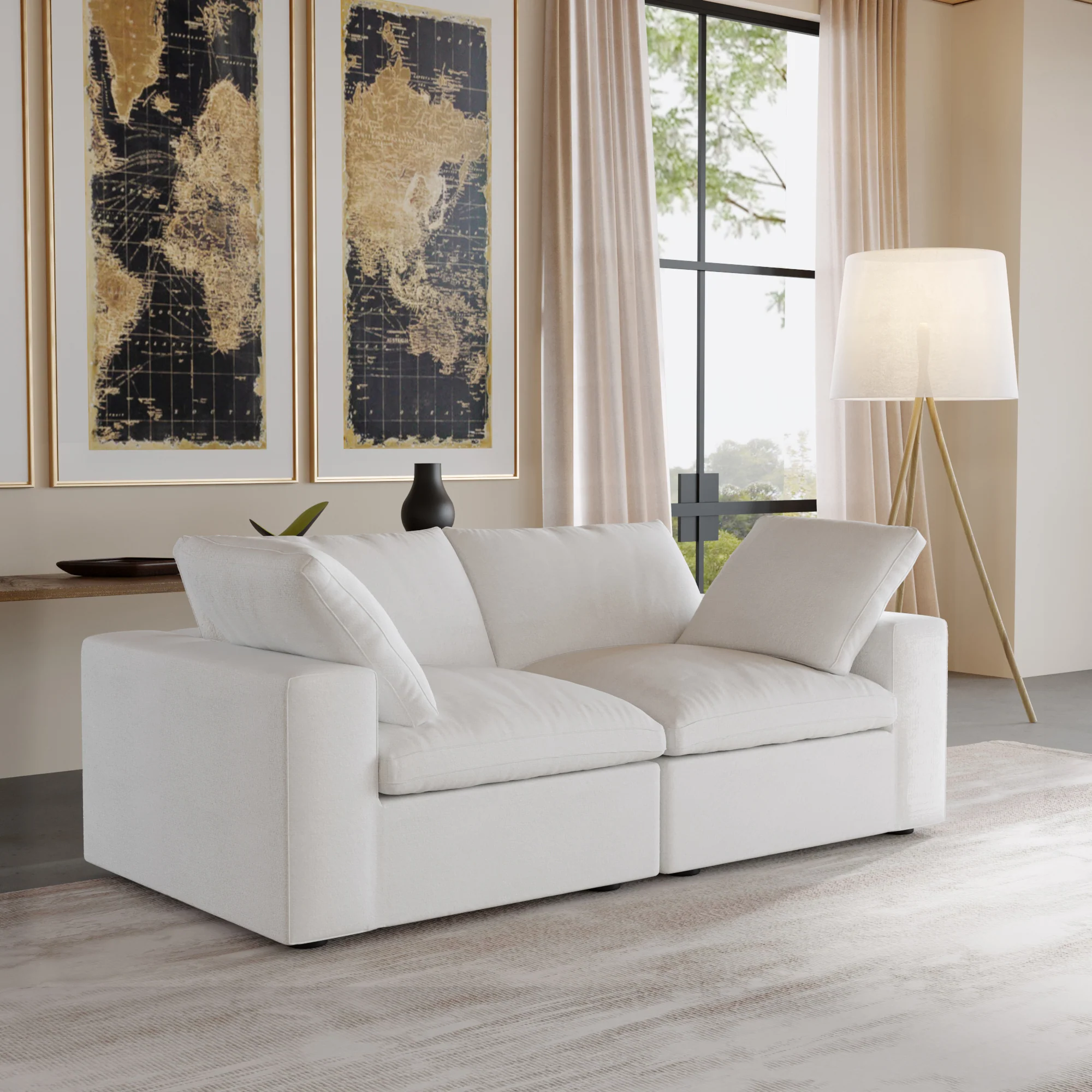 Nuvé® Solace Modular Bouclé Cloud Sofa - Snow White - 2-Seater Sofa - Image 3