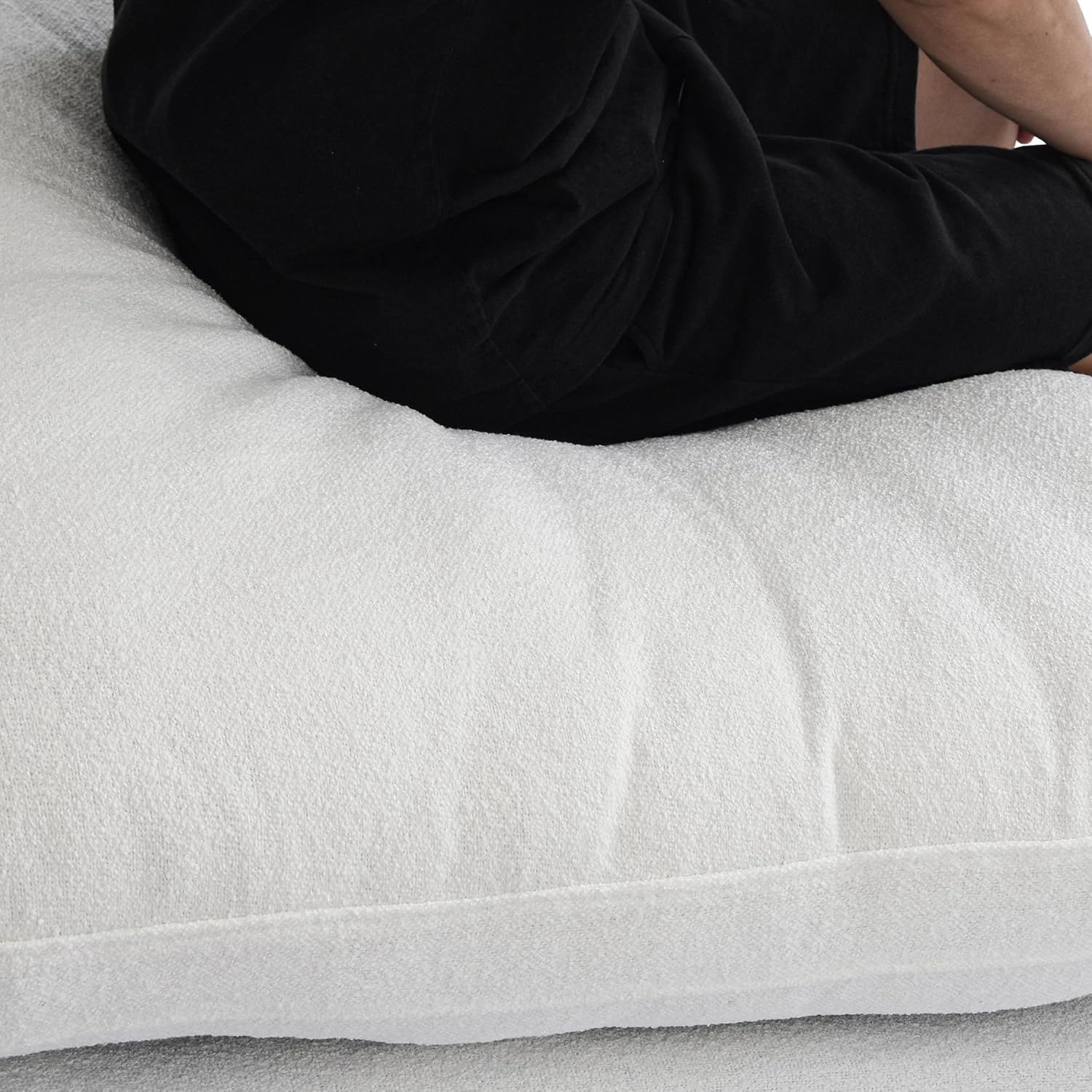 Nuvé® Solace Modular Bouclé Cloud Sofa - Snow White - 4-Seater Sectional Sofa with Ottoman - Image 4