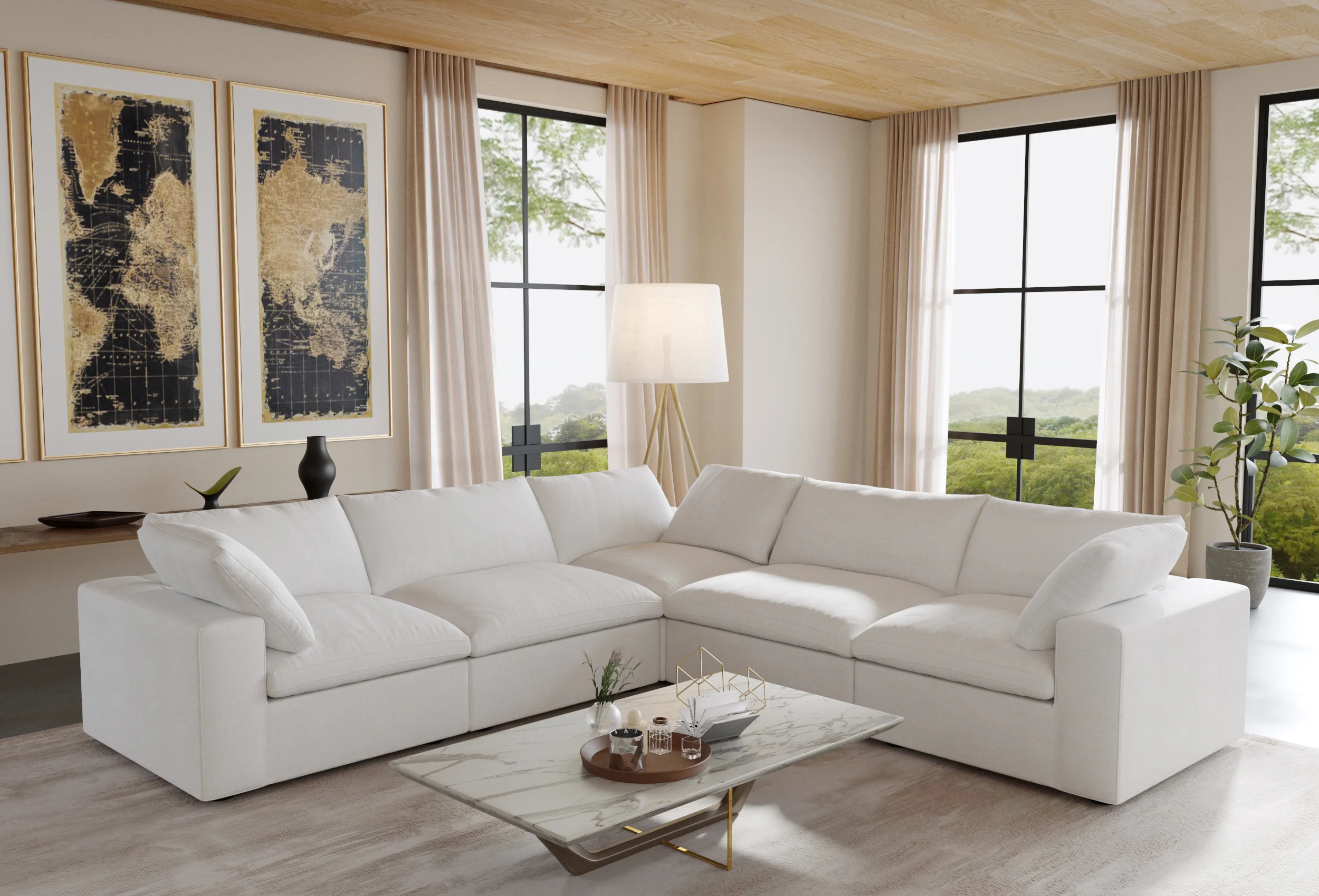Nuvé® Solace Modular Bouclé Cloud Sofa - Snow White - 5-Seater Corner Sectional (V-Shaped) - Image 2