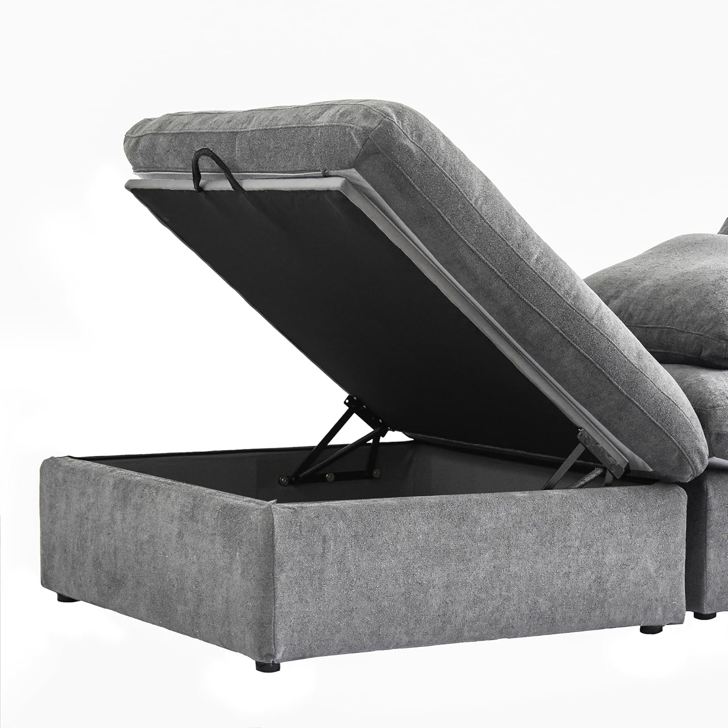 Nuvé® Solace Modular Bouclé Cloud Sofa - Space Grey - 4-Seater Sectional Sofa with 2 Ottomans - Image 7