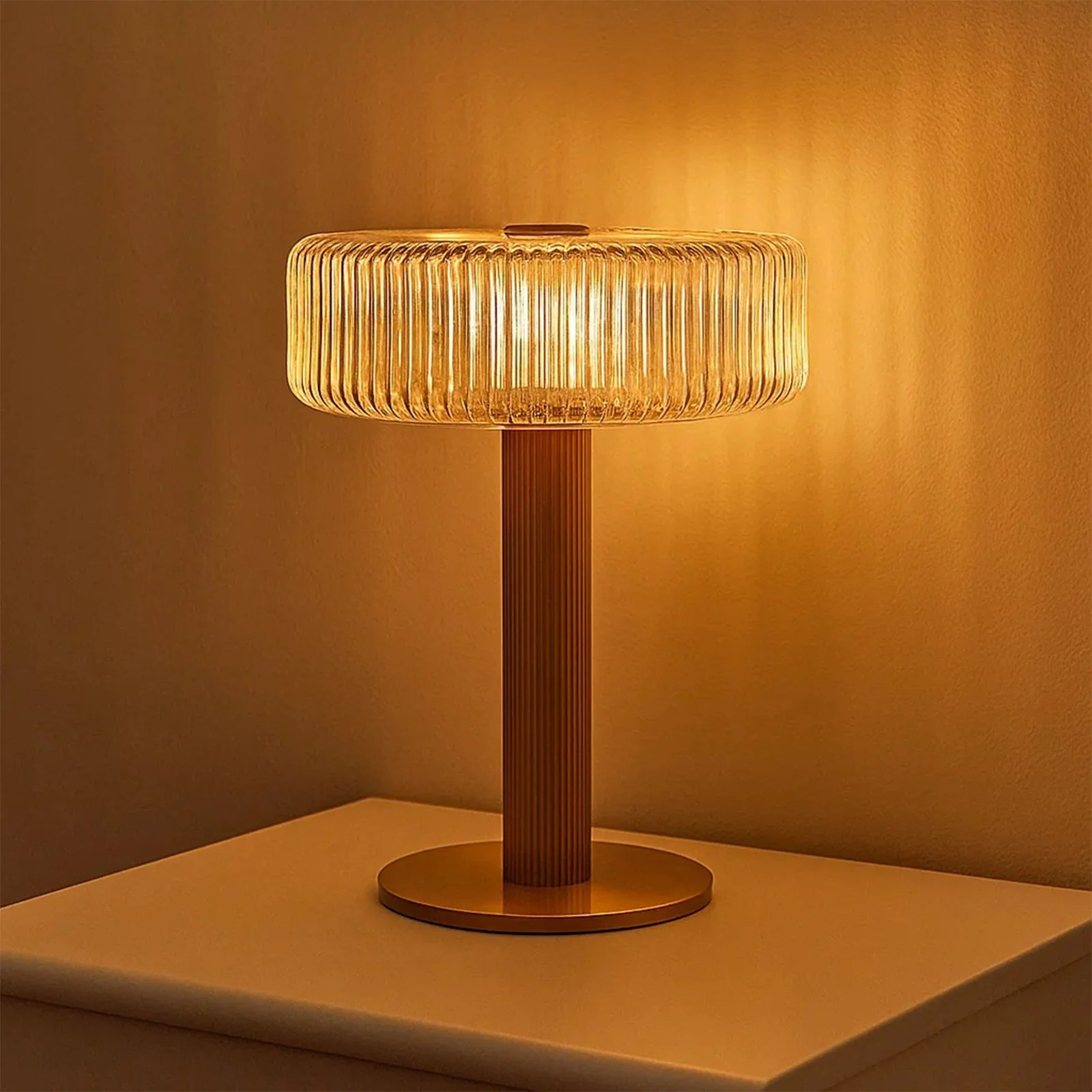 Opaque Striped Glass Shade Table Lamp - Image 13