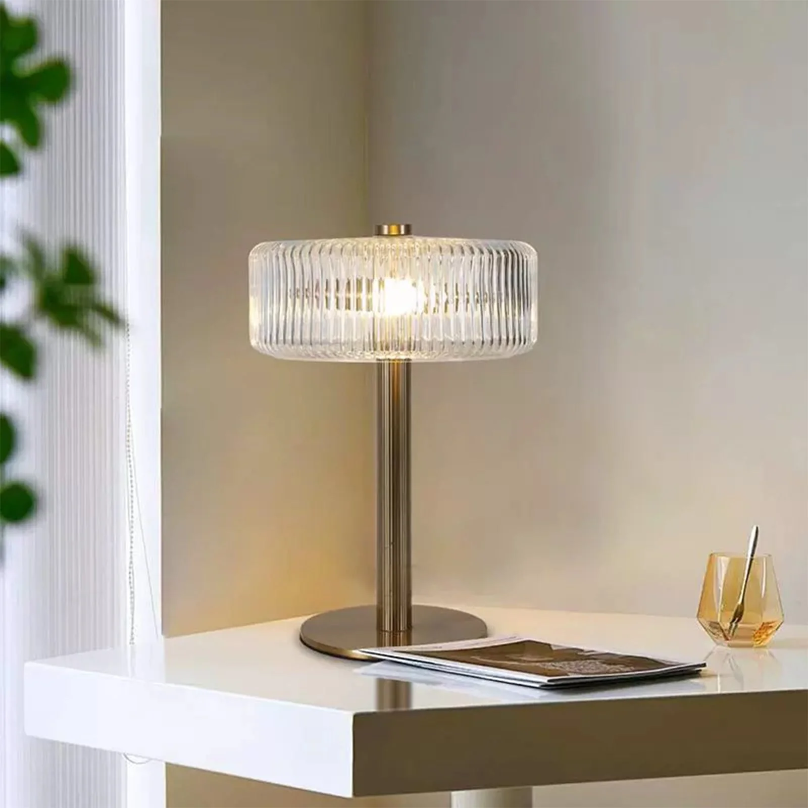 Opaque Striped Glass Shade Table Lamp - Image 6