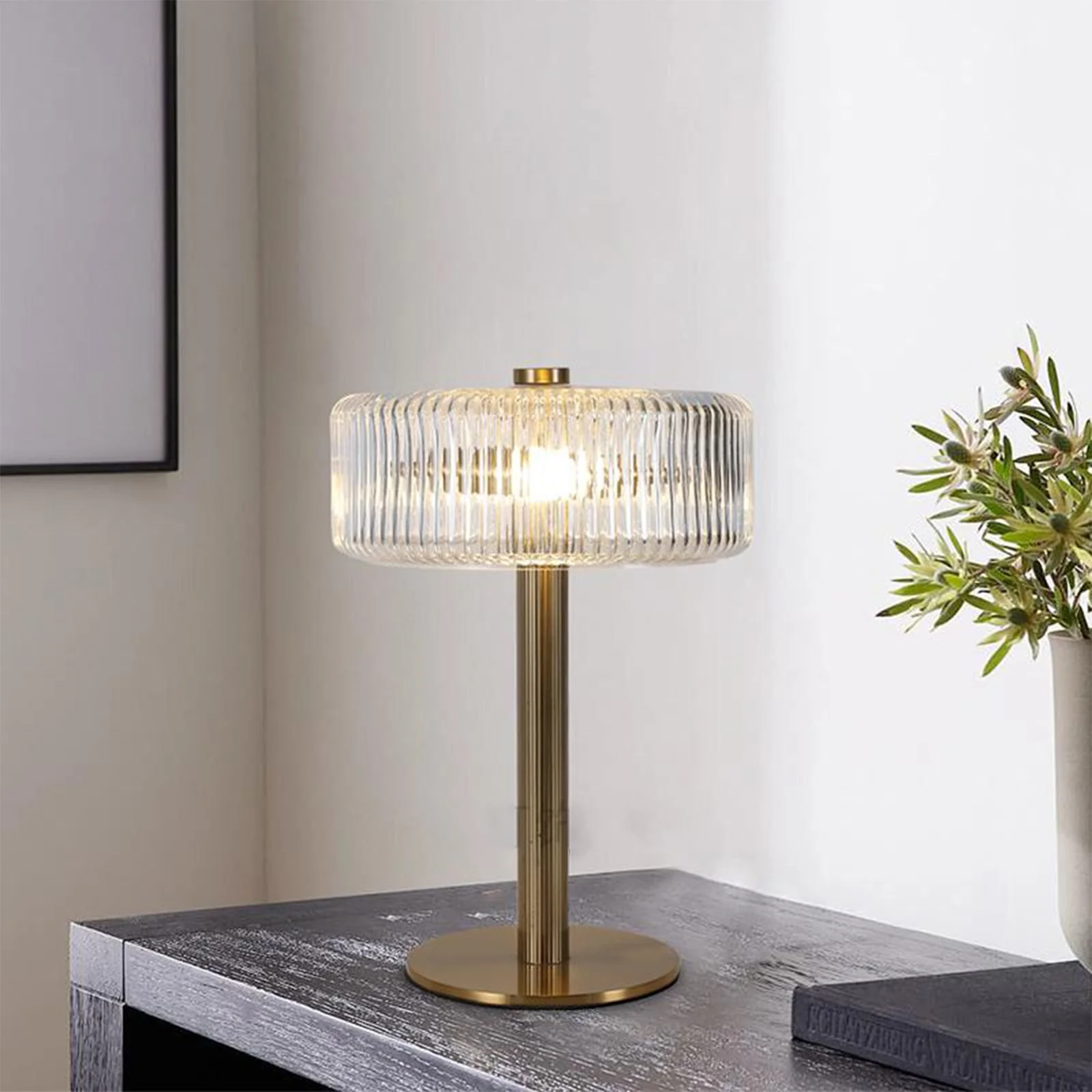 Opaque Striped Glass Shade Table Lamp - Image 8