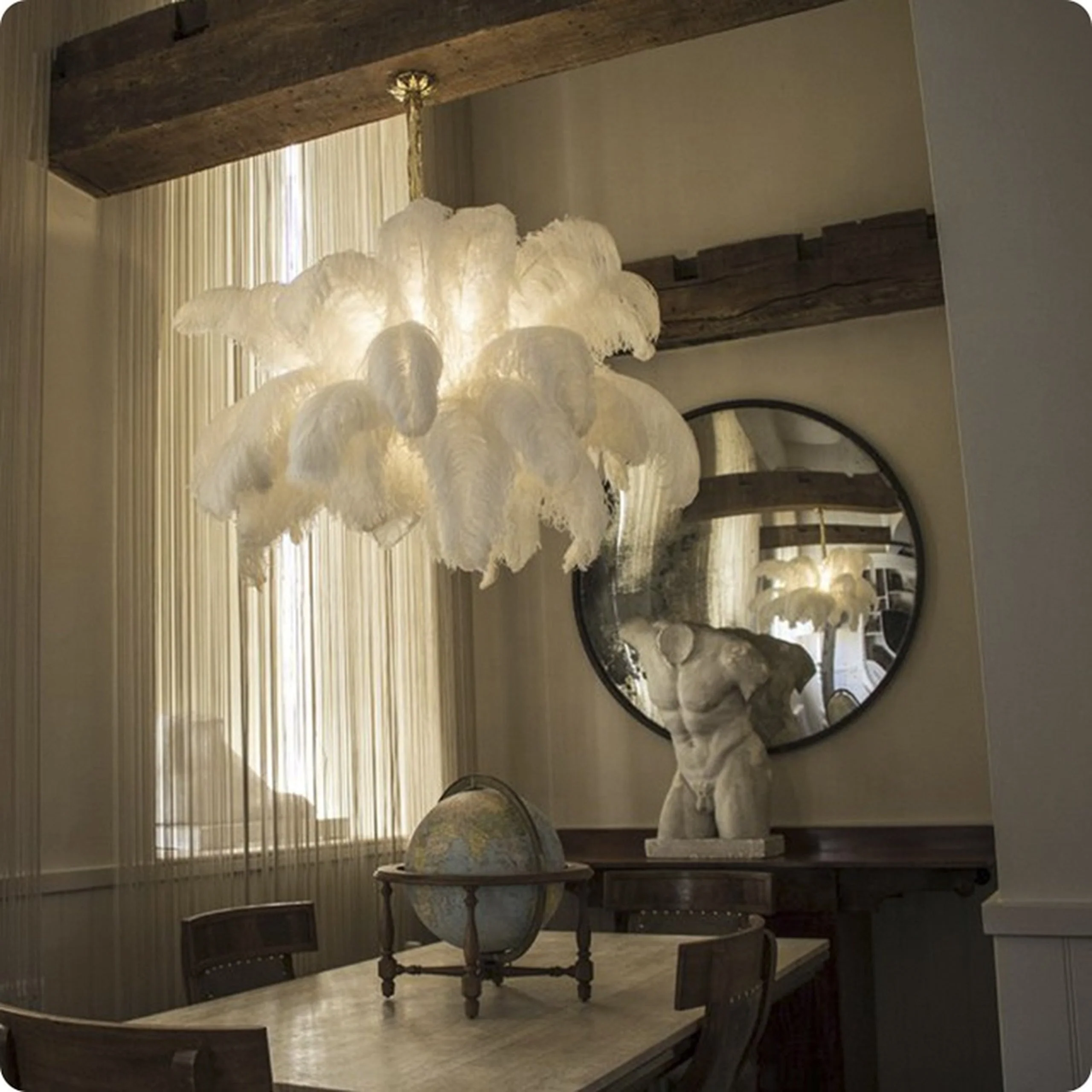 Ostrich Feather Chandeliers - Image 3