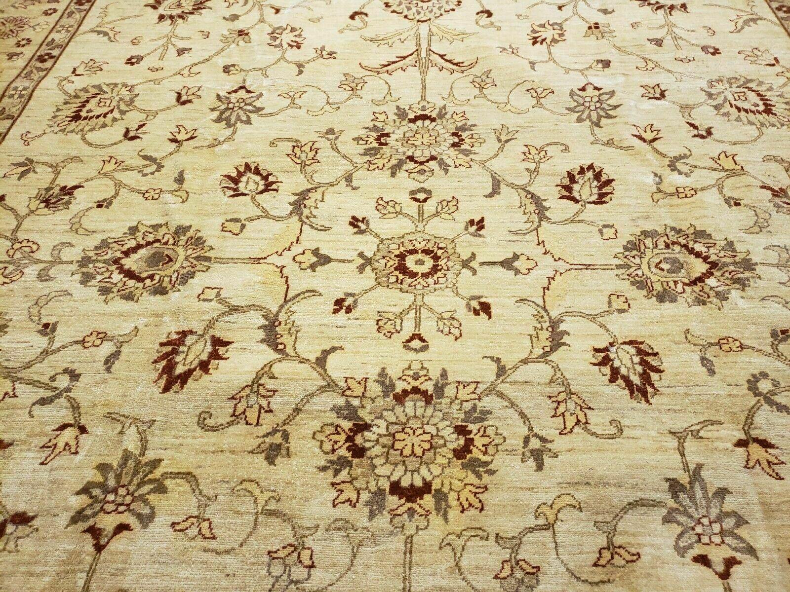 Oushak Rug 10x14 Neutral Colors Handmade Peshawar Wool Carpet Oatmeal Beige - Image 4