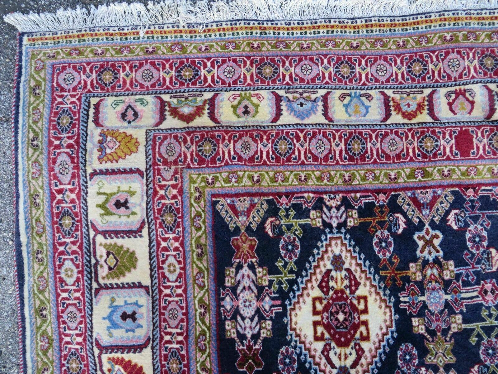 Oversized Persian Shiraz Tribal Rug 13x19, Palace Sized Oriental Carpet, Handmade Hand-Knotted X Large Rug, Red Blue Cream, Allover Herati Pattern - Image 6