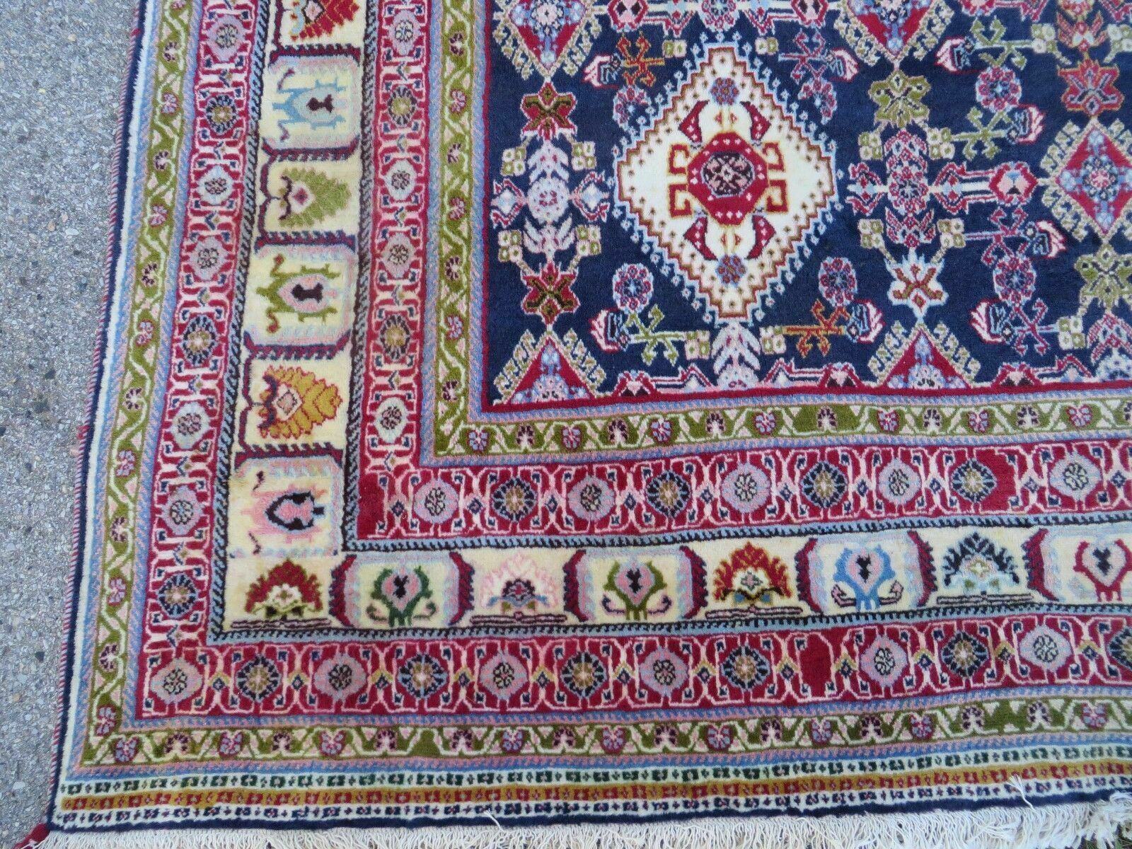 Oversized Persian Shiraz Tribal Rug 13x19, Palace Sized Oriental Carpet, Handmade Hand-Knotted X Large Rug, Red Blue Cream, Allover Herati Pattern - Image 8