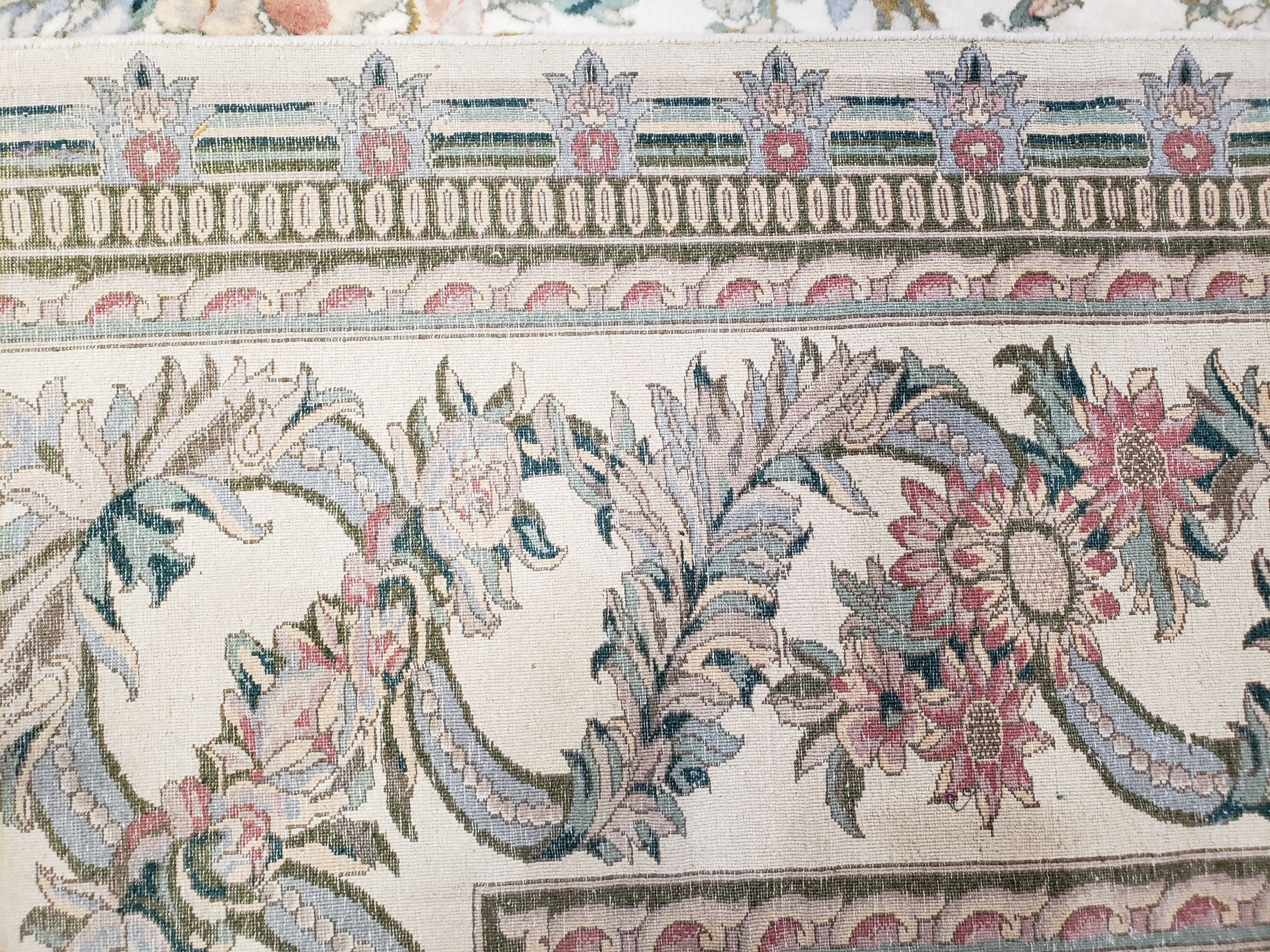 Pak Persian Floral Rug 11 x 12.6, Ivory, Very Fine, Hand Knotted - Image 11