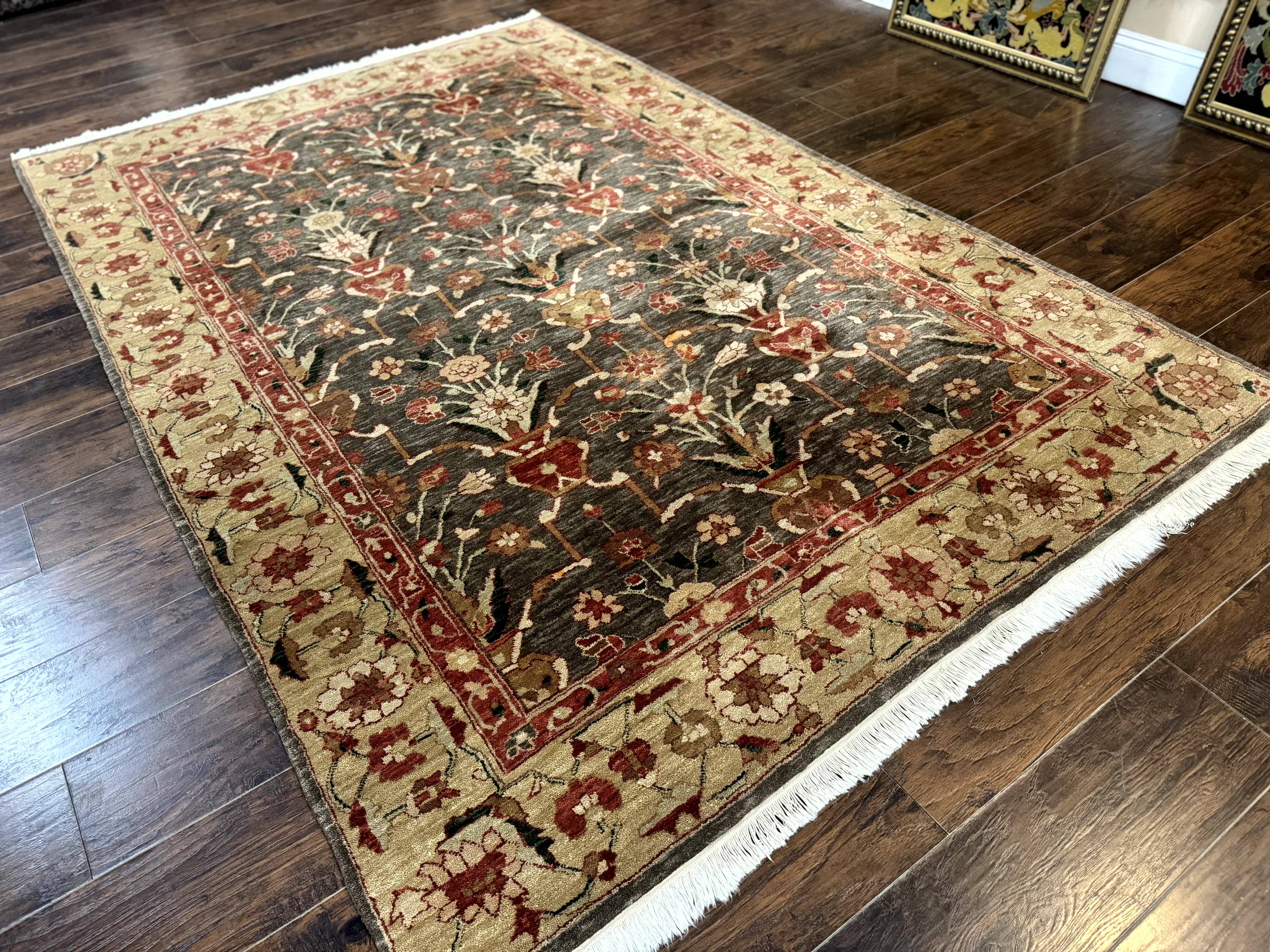 Pak Persian Mahal Rug 6x9, Floral Handmade Wool Traditional Oriental Carpet - Image 13