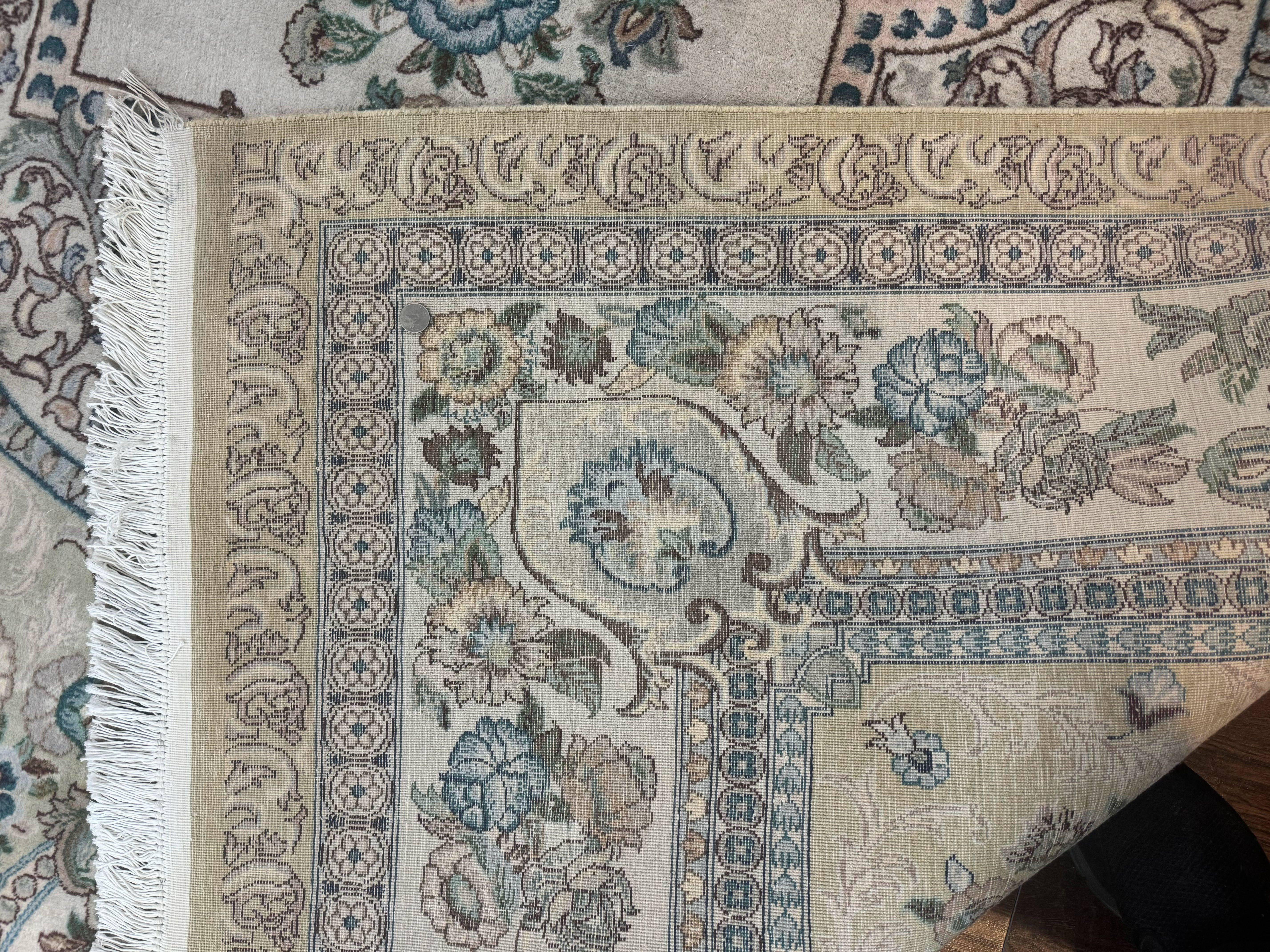 Pak Persian Rug 8 x 10.6, Elegant Oriental Carpet, Floral Medallion, Vintage Handmade Wool Rug, FIne 240 KPSI - Image 10