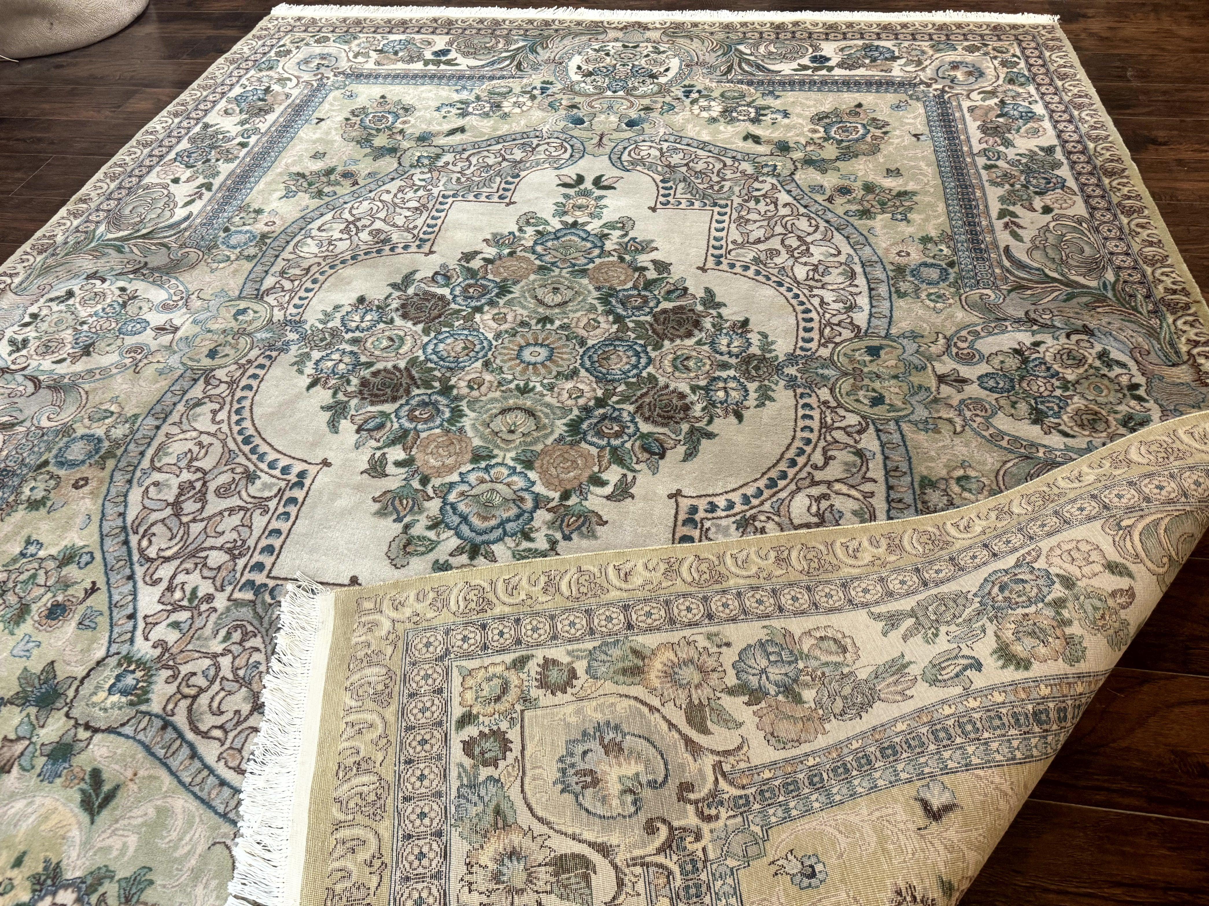 Pak Persian Rug 8 x 10.6, Elegant Oriental Carpet, Floral Medallion, Vintage Handmade Wool Rug, FIne 240 KPSI - Image 11