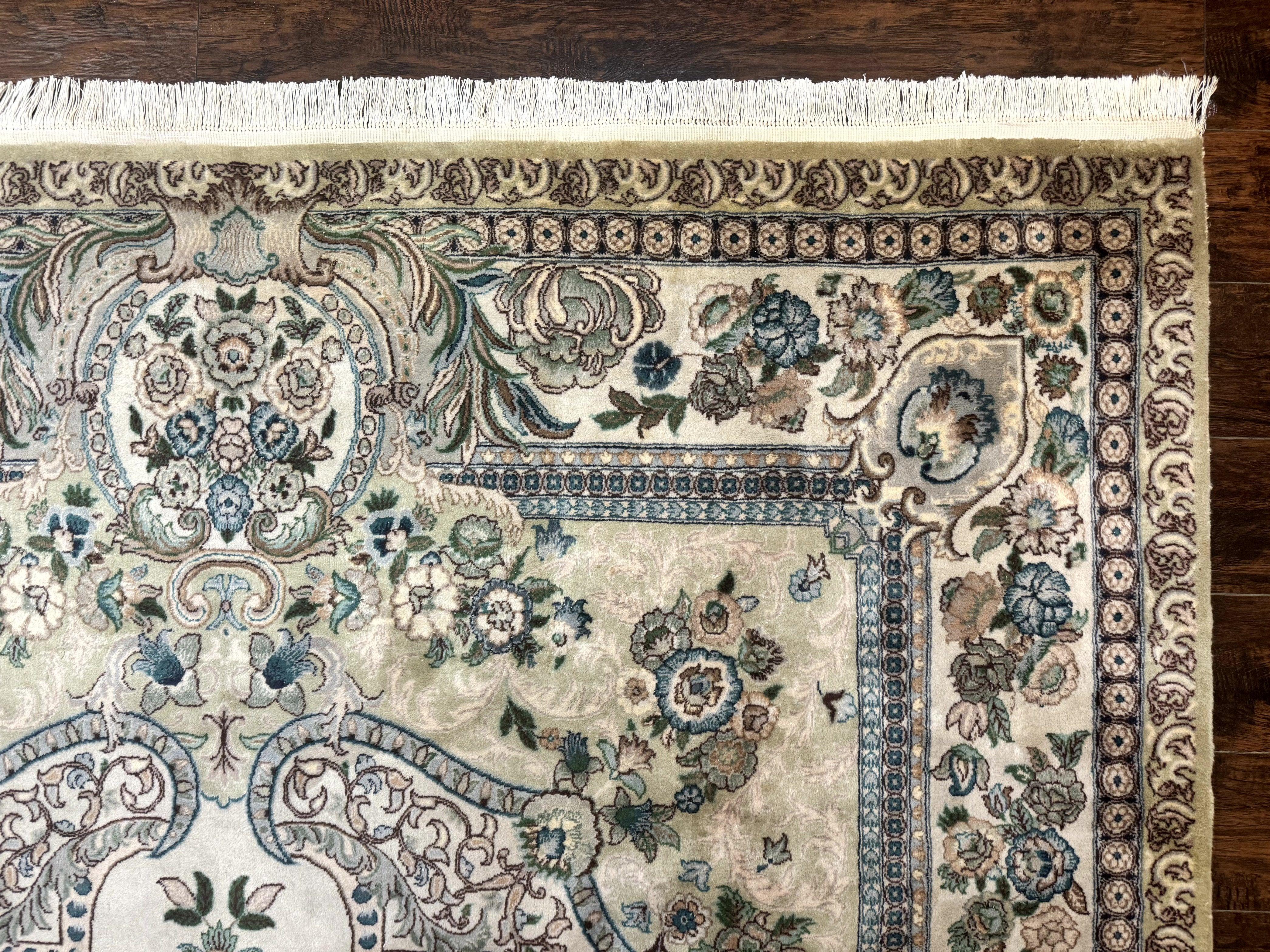 Pak Persian Rug 8 x 10.6, Elegant Oriental Carpet, Floral Medallion, Vintage Handmade Wool Rug, FIne 240 KPSI - Image 7