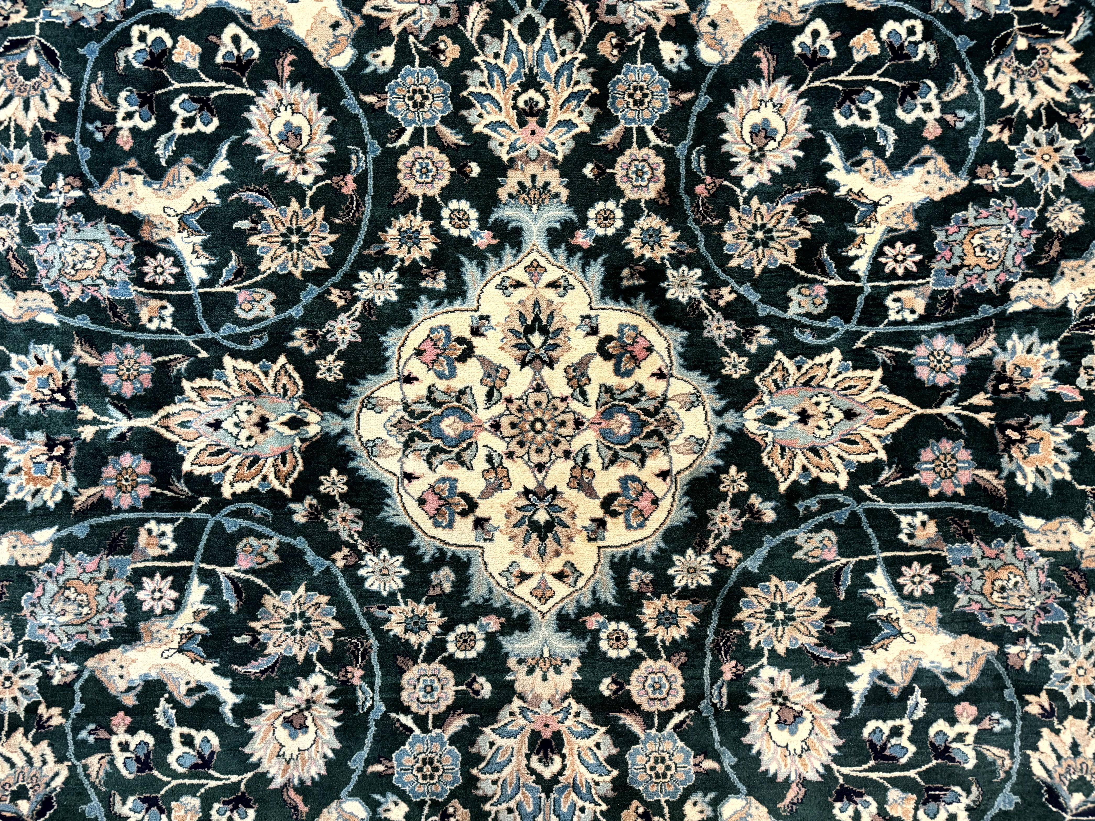 Pak Persian Rug 9x12, Dark Green, Floral Allover - Image 4