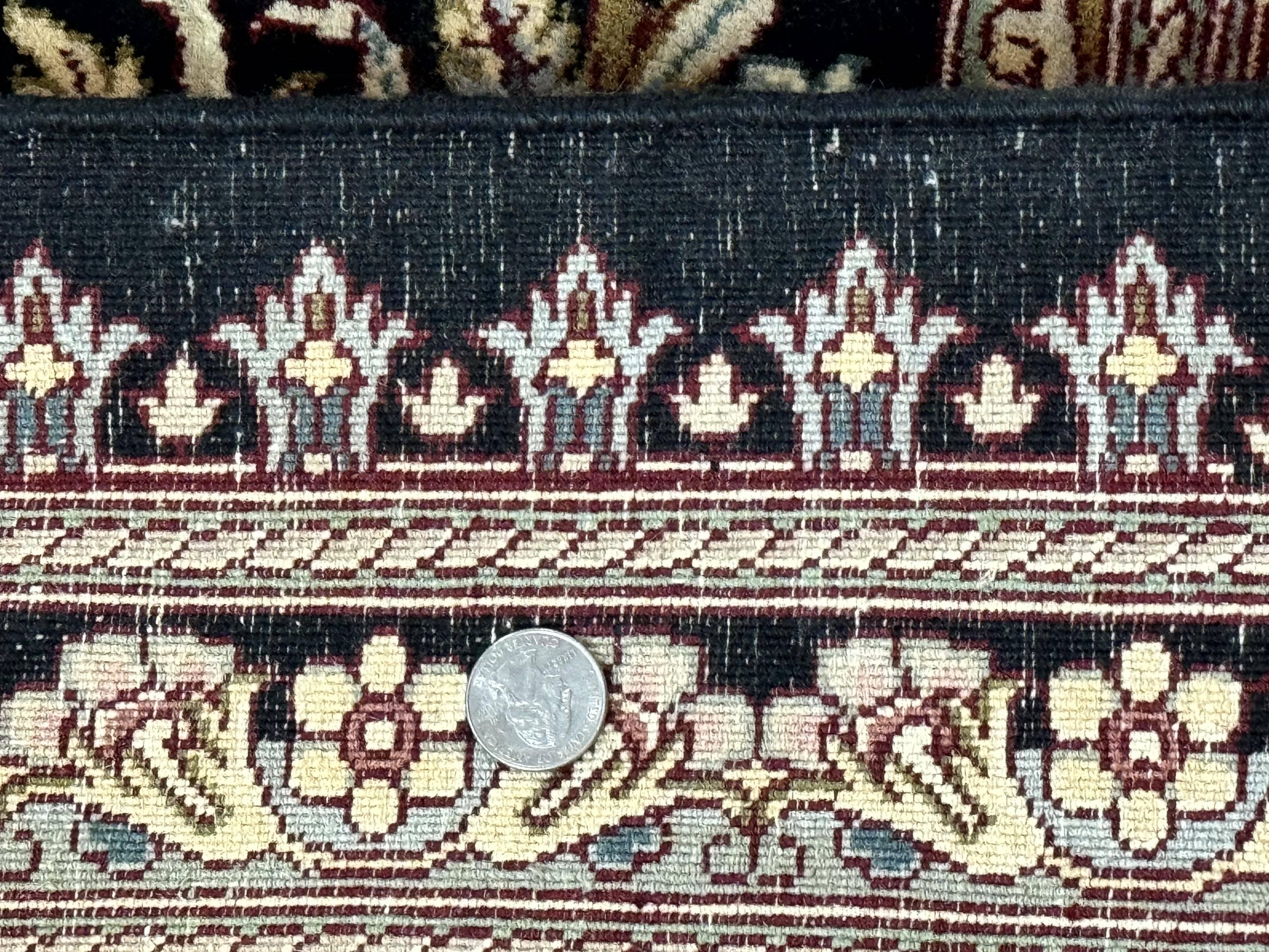 Pak Persian Rug 9x12, Highly Detailed Fine 260 KPSI, Floral, Handmade Traditional Carpet, Black - Image 10