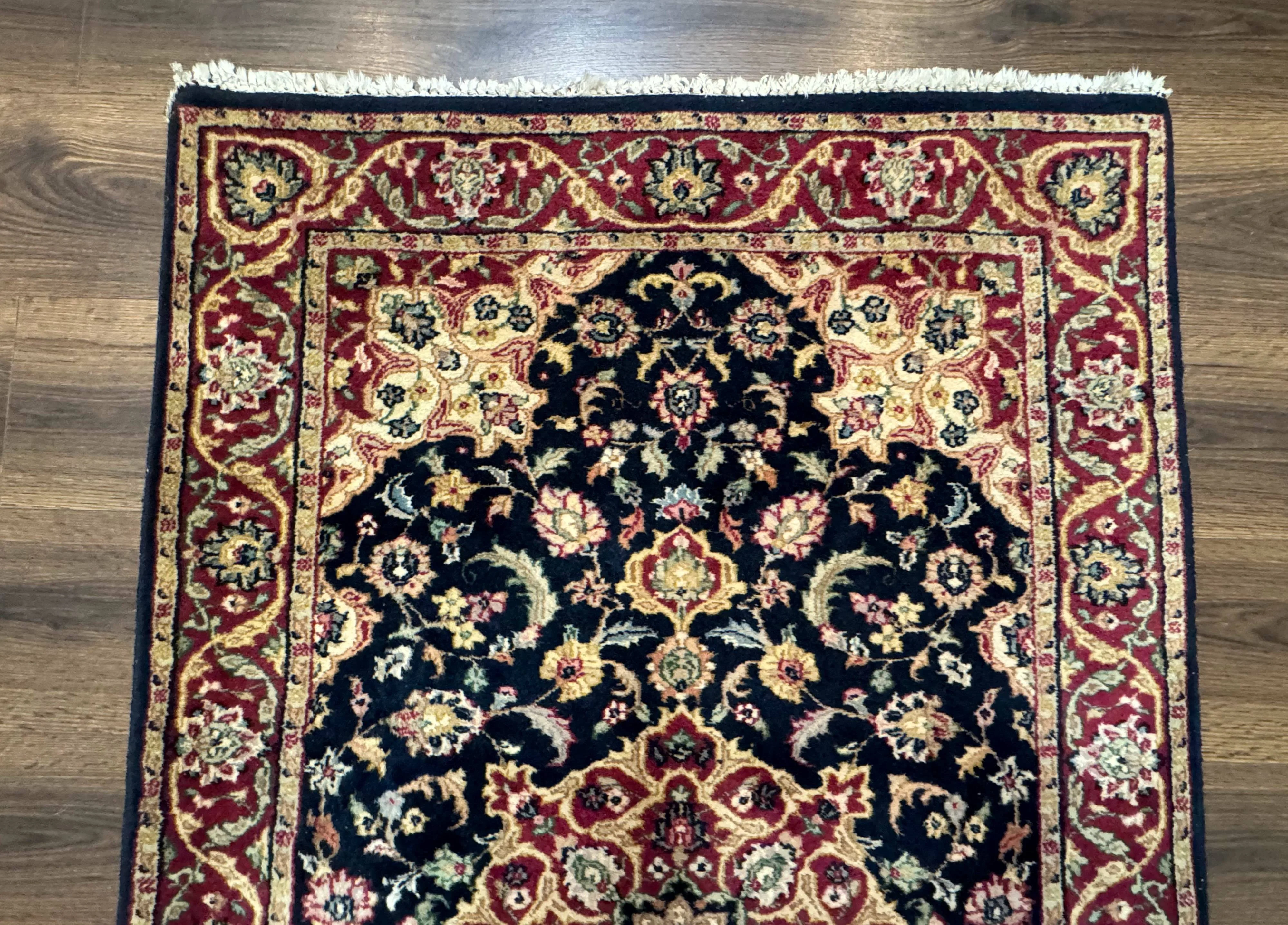 Pak Persian Sarouk Rug 3x5, Navy Blue and Red - Image 3