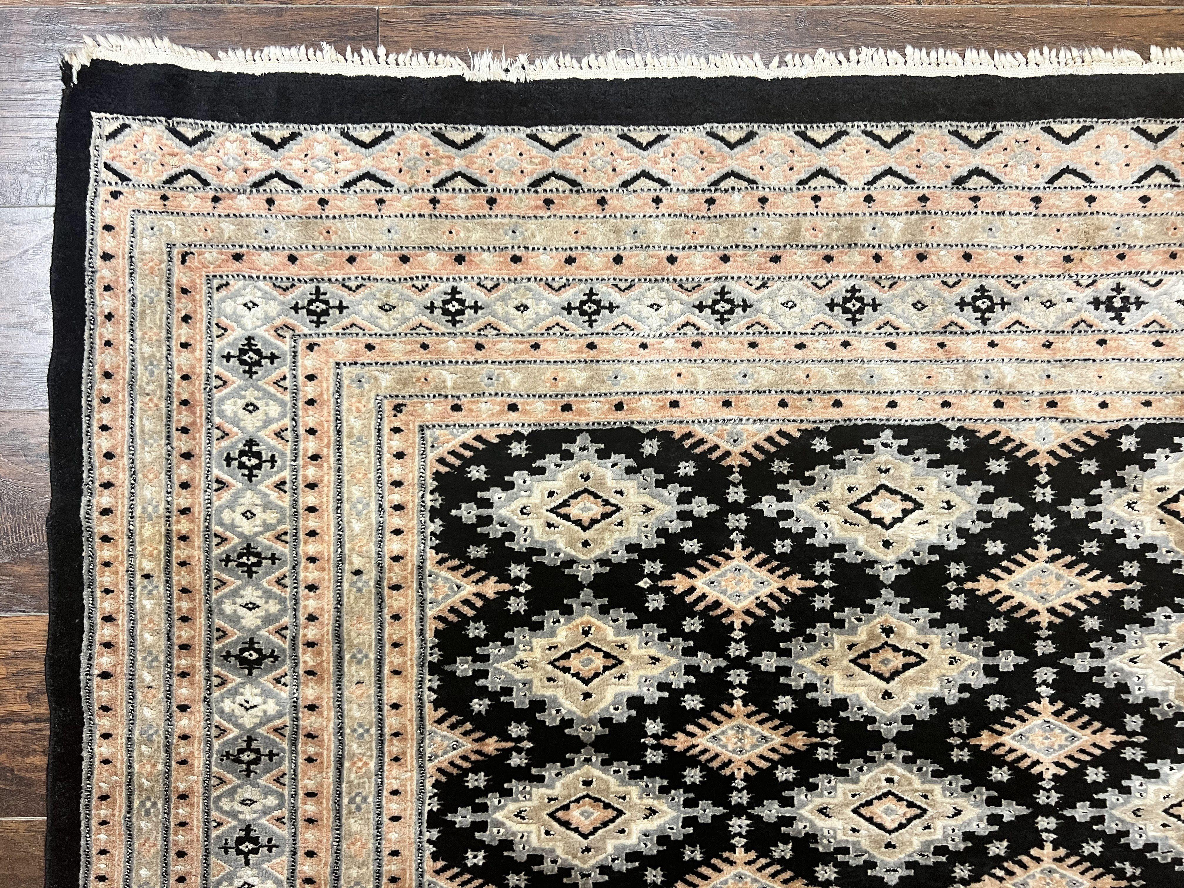 Pakistani Bokhara Rug 6x9, Hand Knotted Vintage Wool Carpet with Silk Highlights, Very Fine 320 KPSI, Medium Size - Image 6