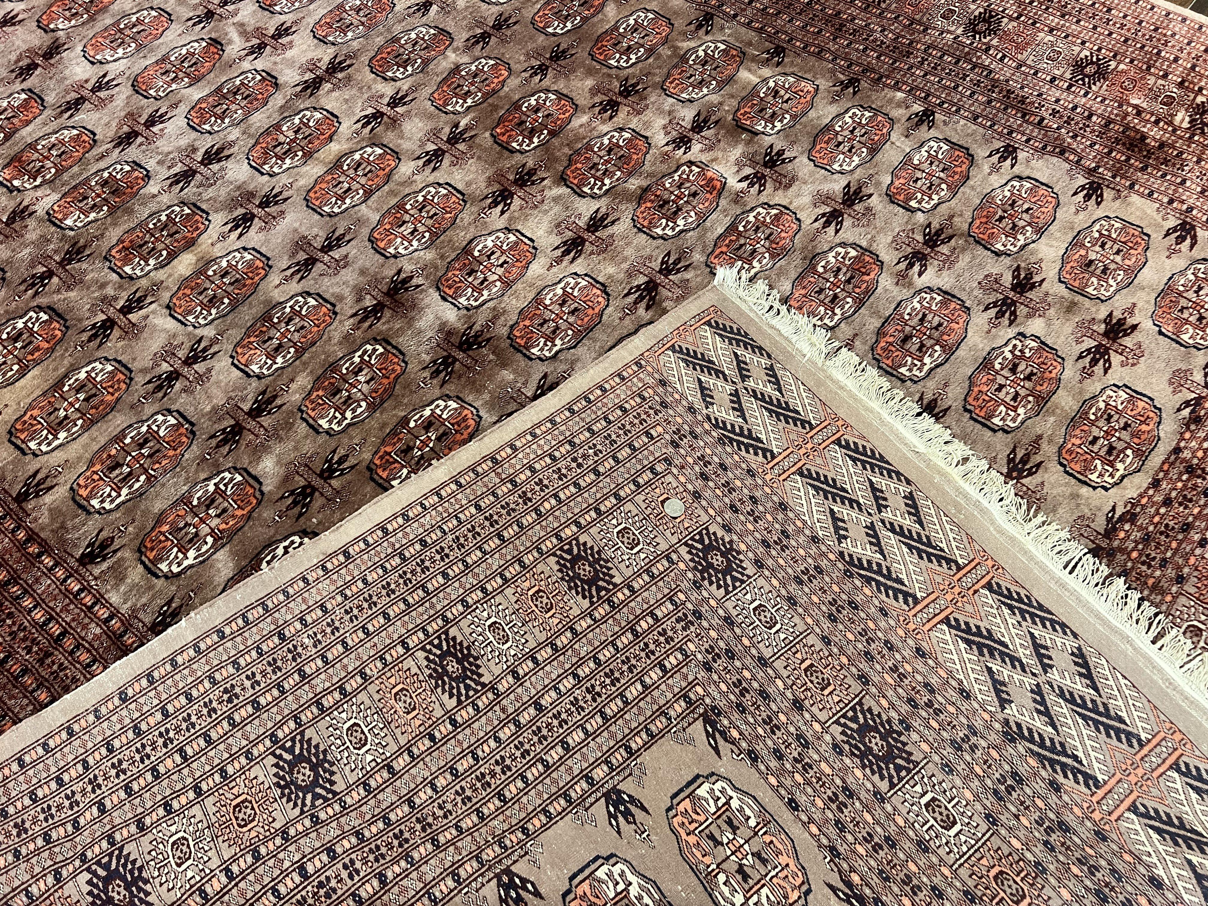 Pakistani Bokhara Turkoman Rug 7x10, Handmade Vintage Wool Carpet, Brown-Red - Image 10