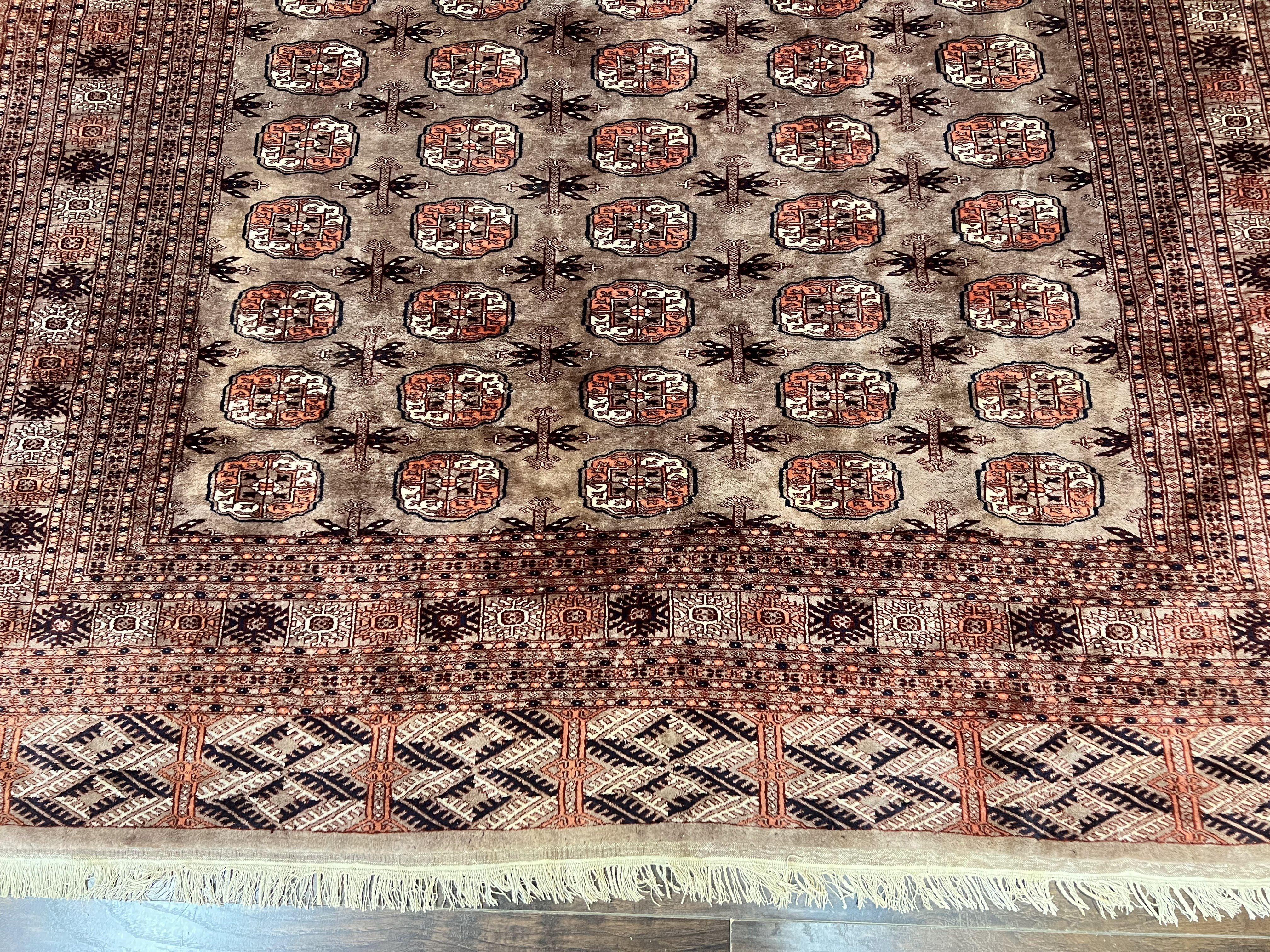 Pakistani Bokhara Turkoman Rug 7x10, Handmade Vintage Wool Carpet, Brown-Red - Image 5