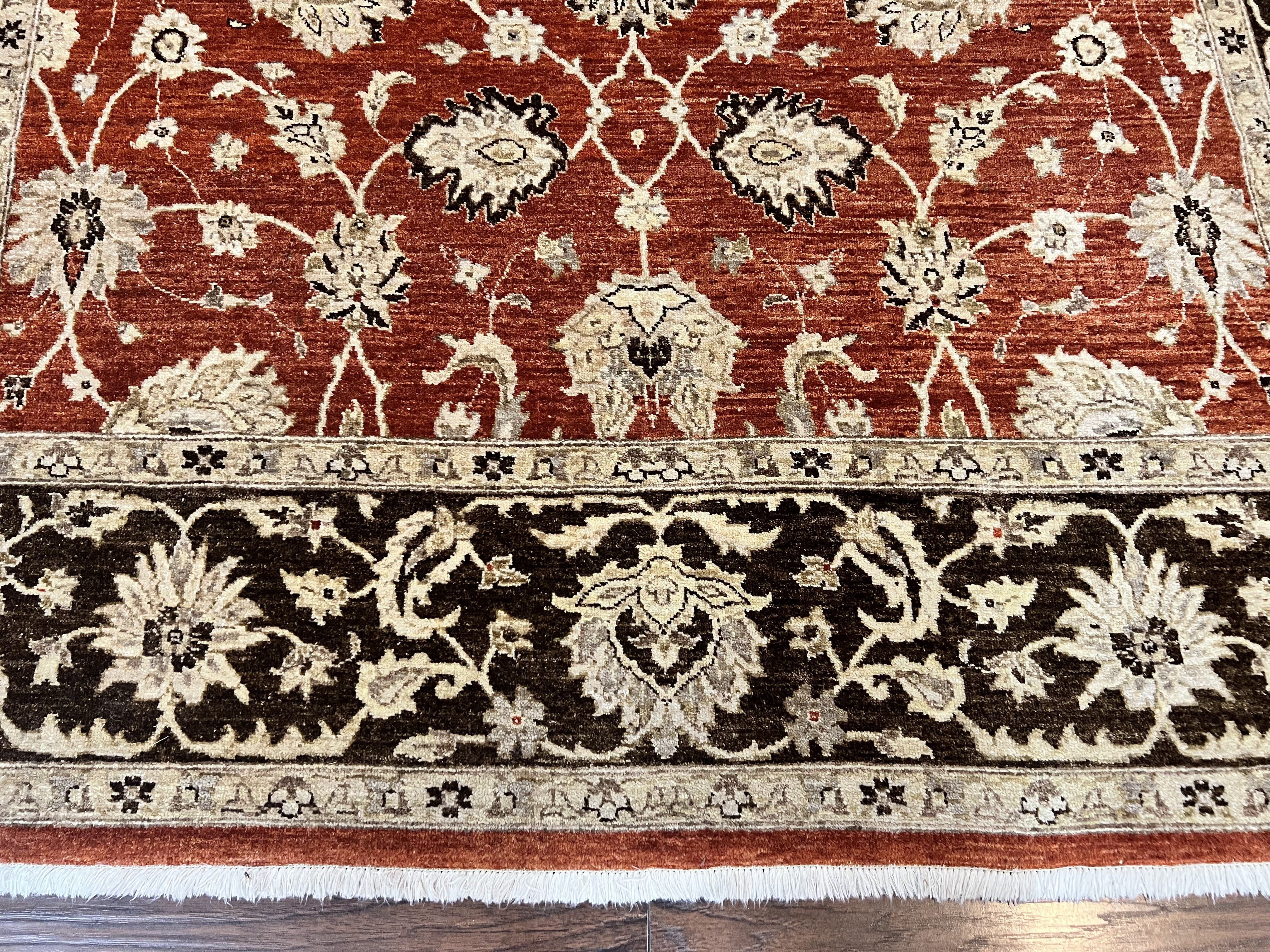 Pakistani Oriental Rug 6x9, Red, Floral Allover, Handmade Wool Rug, Peshawar Chobi Rug, Pak Persian Carpet 6 x 9 - Image 6