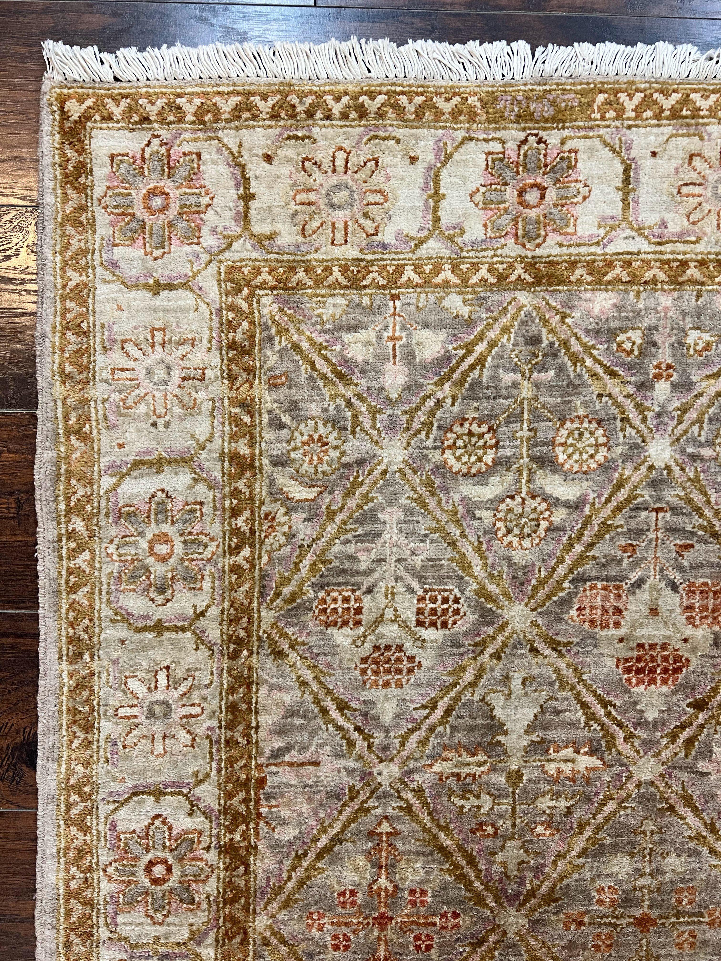 Pakistani Peshawar Rug 3x5, Safavieh Wool Handmade Hand Knotted Vintage Rug, Panel Design 3 x 5 Oriental Carpet - Image 6