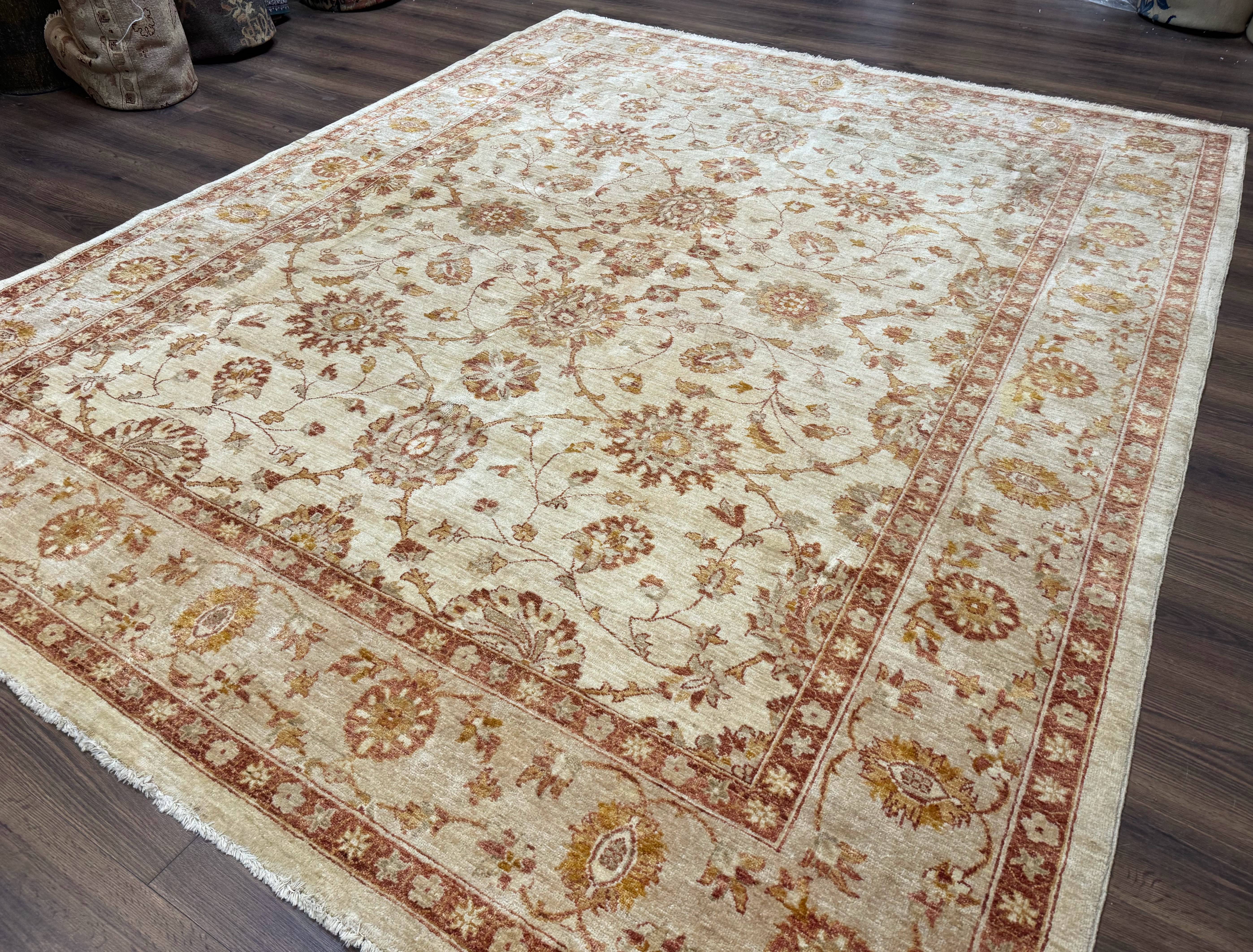 Pakistani Peshawar Rug 8x10, Pak Persian Traditional Oriental Carpet, Handmade, Wool, Allover Pattern - Image 2