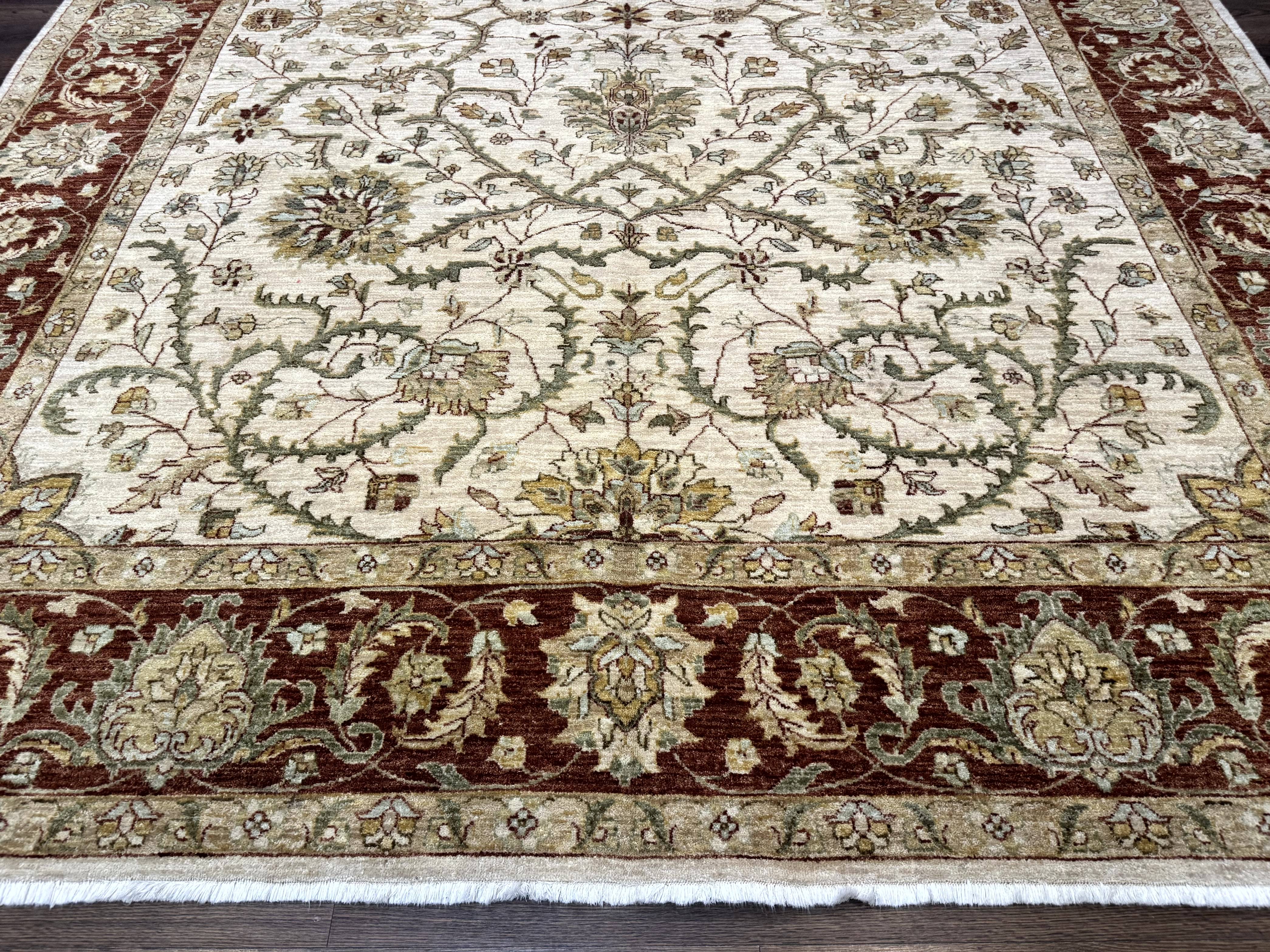 Pakistani Rug 9x12, Floral Allover Peshawar Carpet, Chobi, Beige and Rust Red, Traditional - Image 5