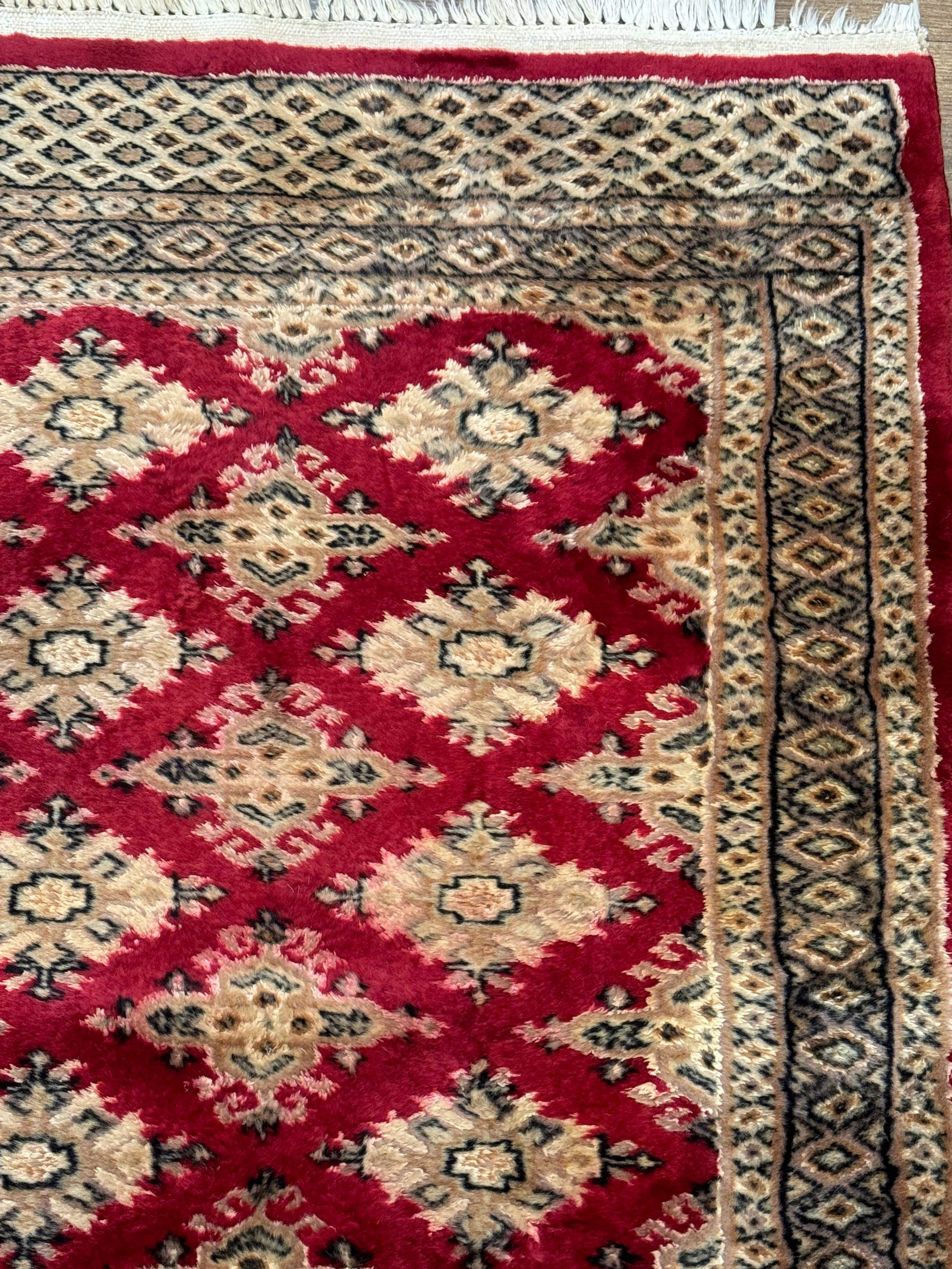 Pakistani Runner Rug 2.8 x 7.6, Red Turkoman Bokhara Runner - Image 6