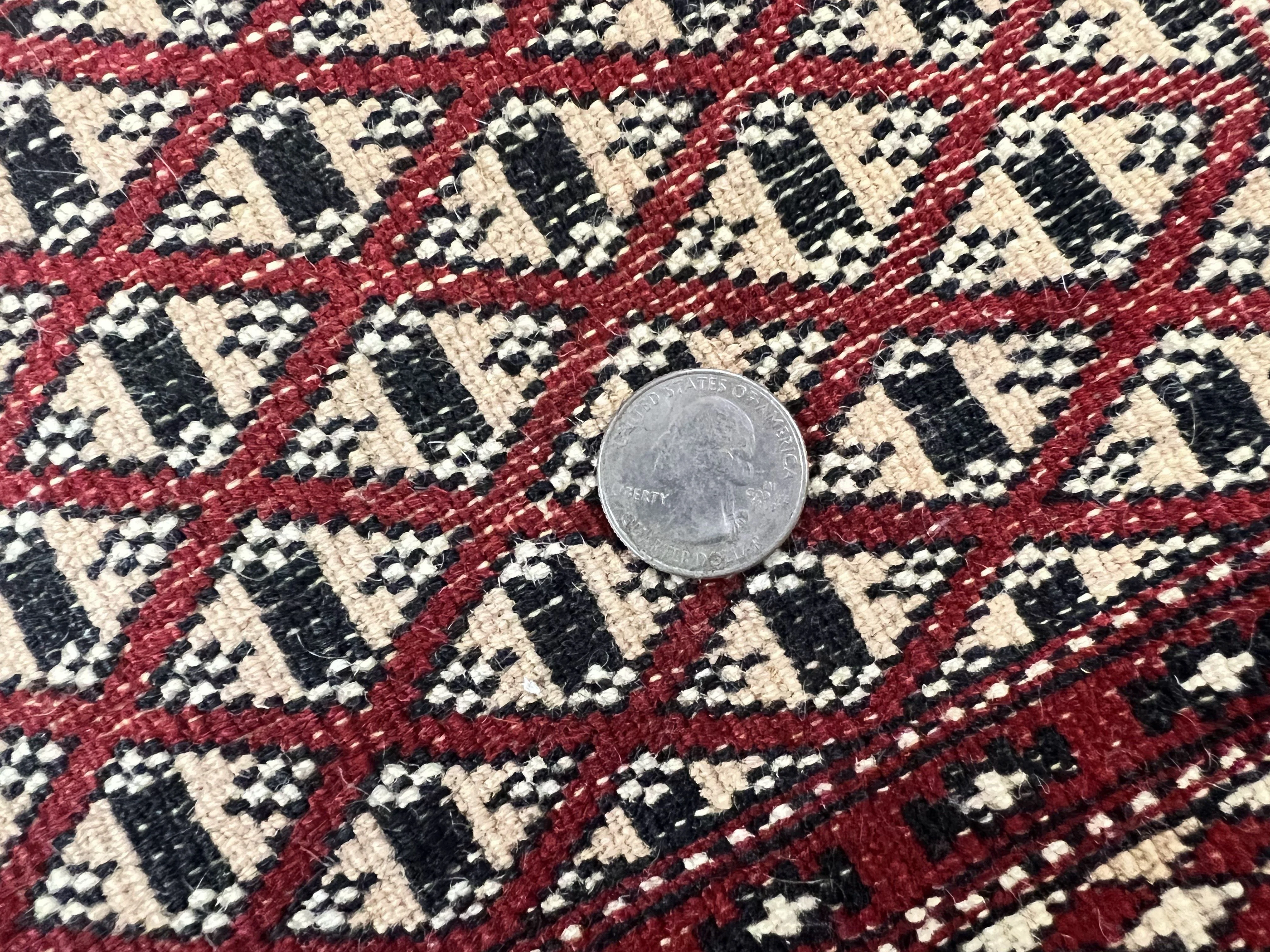 Pakistani Turkoman Bokhara Rug 6x9, Fine Wool Vintage Hand Knotted Handmade Yamud Oriental Carpet 6 x 9, Red Turkoman Rug, Tribal Rug - Image 10