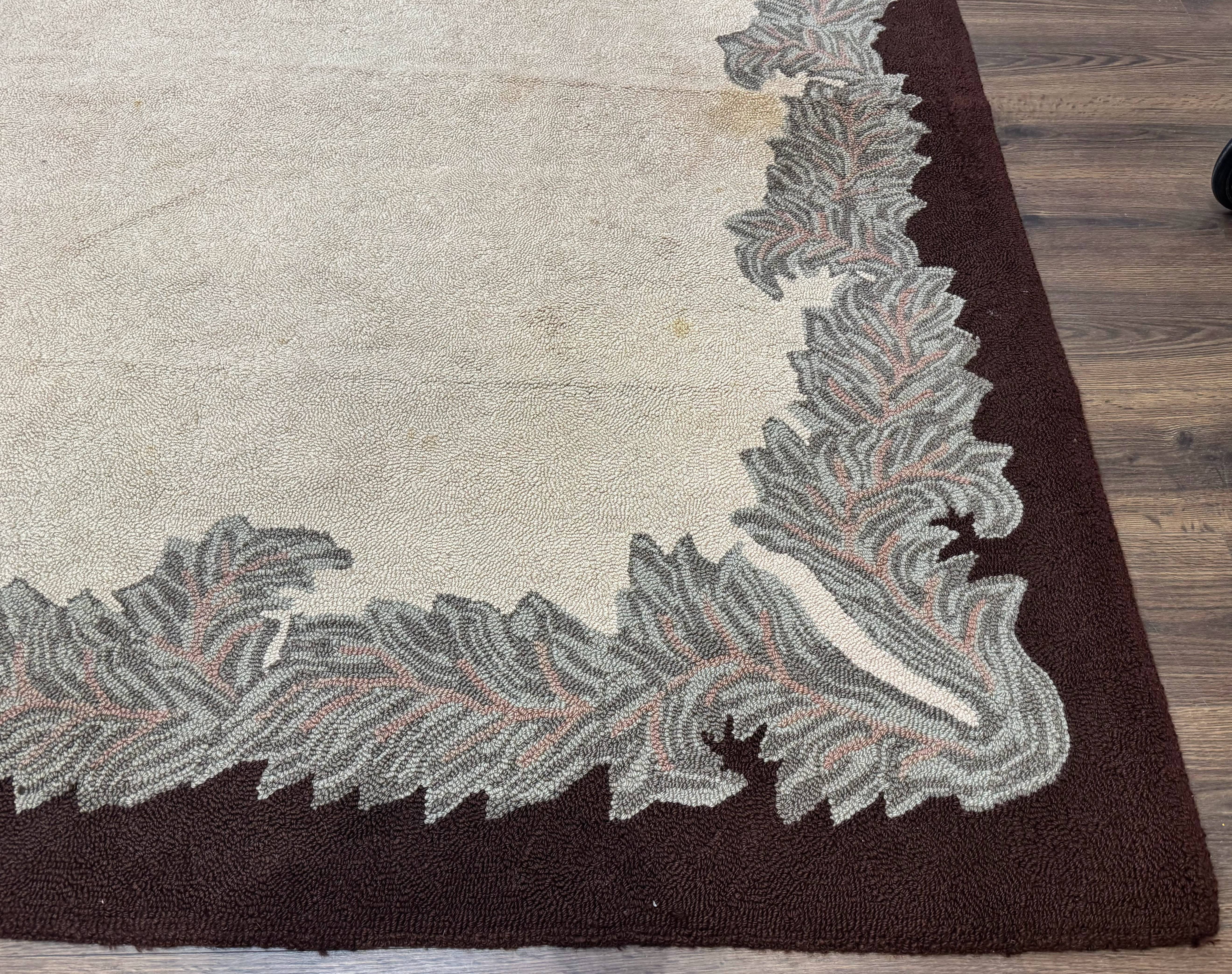 Palace Size American Hooked Rug 11x20 Aubusson Style Ivory - Image 9