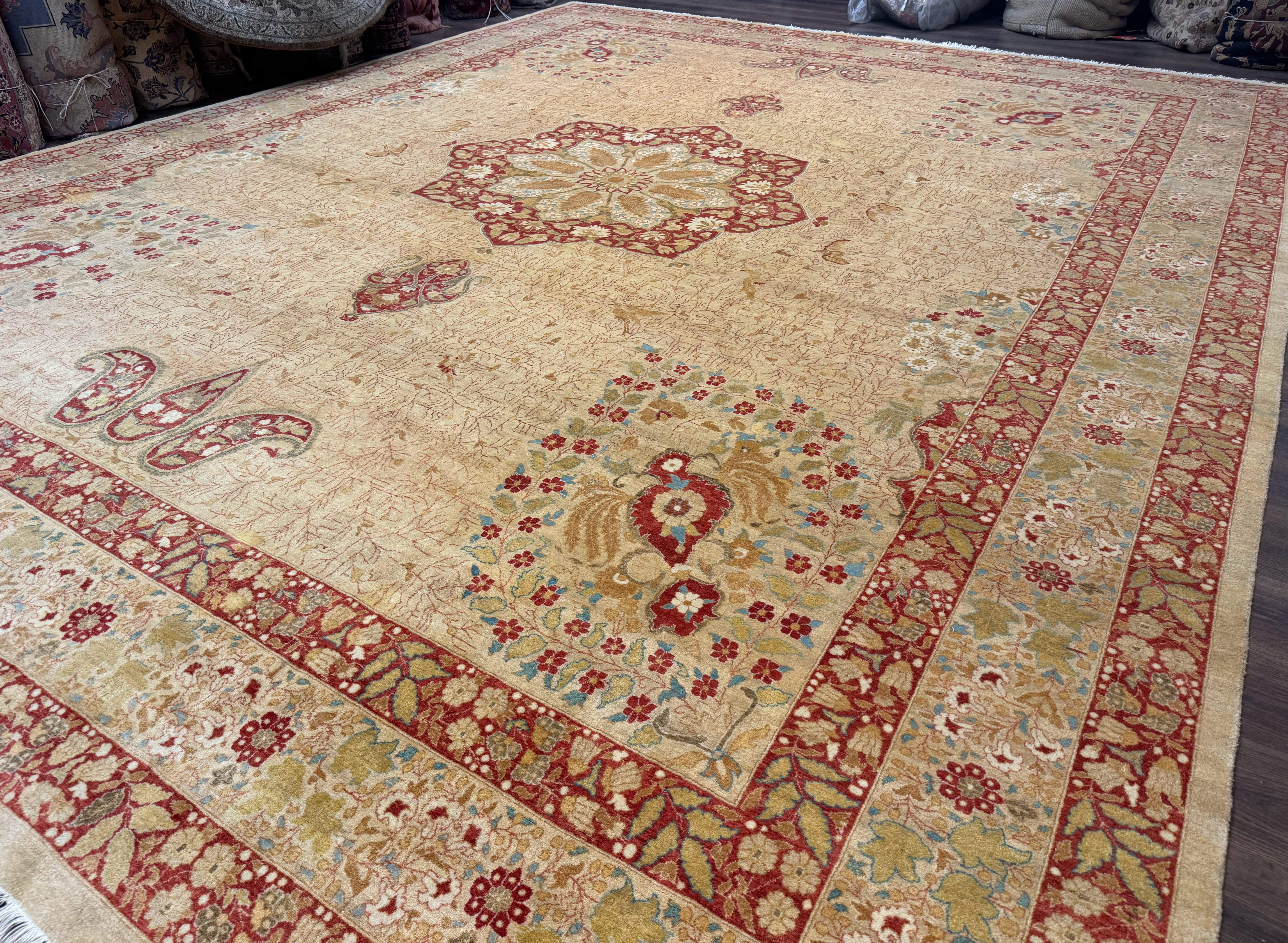 Palace Size Pak Persian Rug 13x17, Haji Jalili Design, Beige and Rust, Wool Hand Knotted, Fine 260 KPSI - Image 2