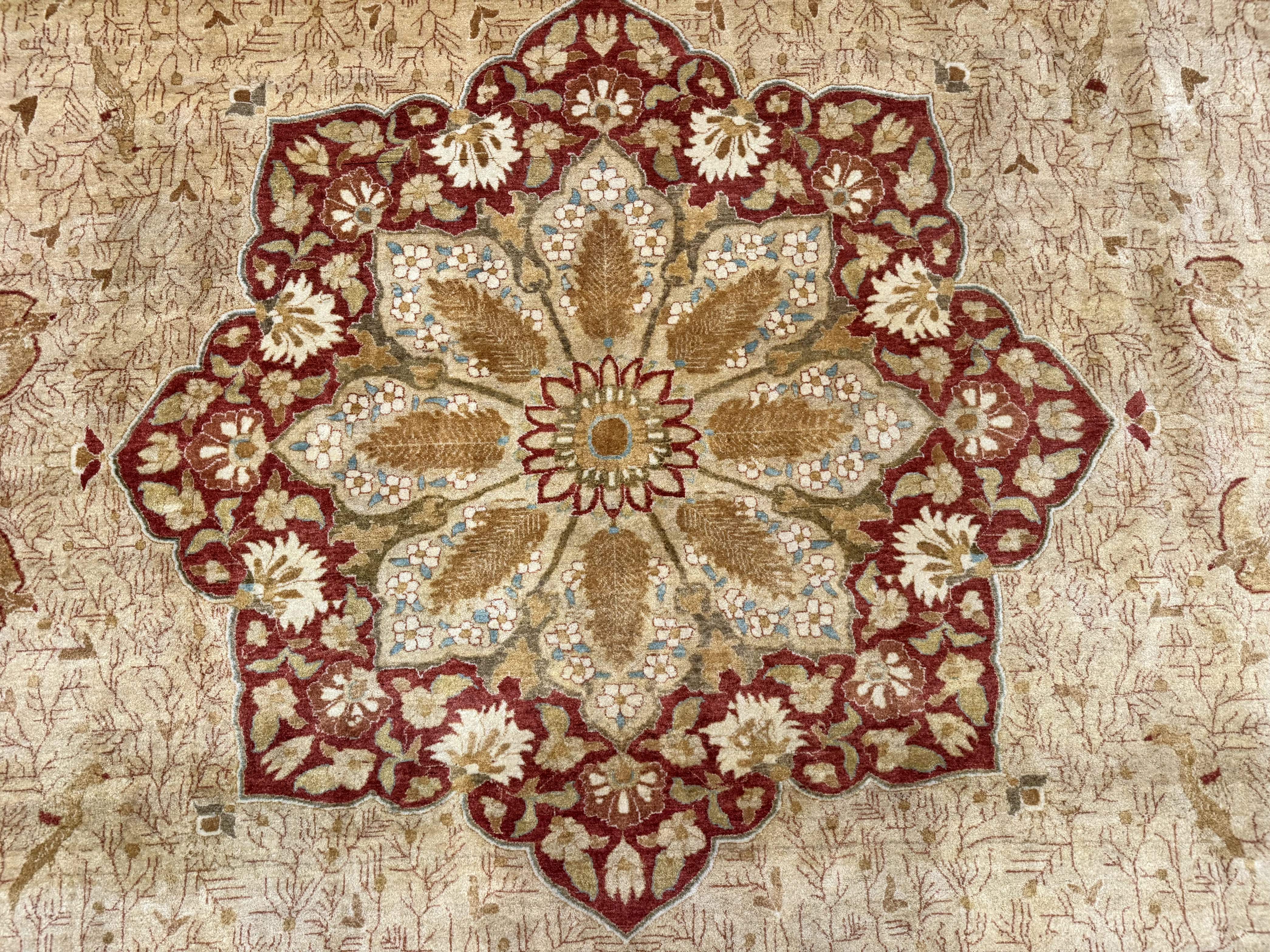 Palace Size Pak Persian Rug 13x17, Haji Jalili Design, Beige and Rust, Wool Hand Knotted, Fine 260 KPSI - Image 4