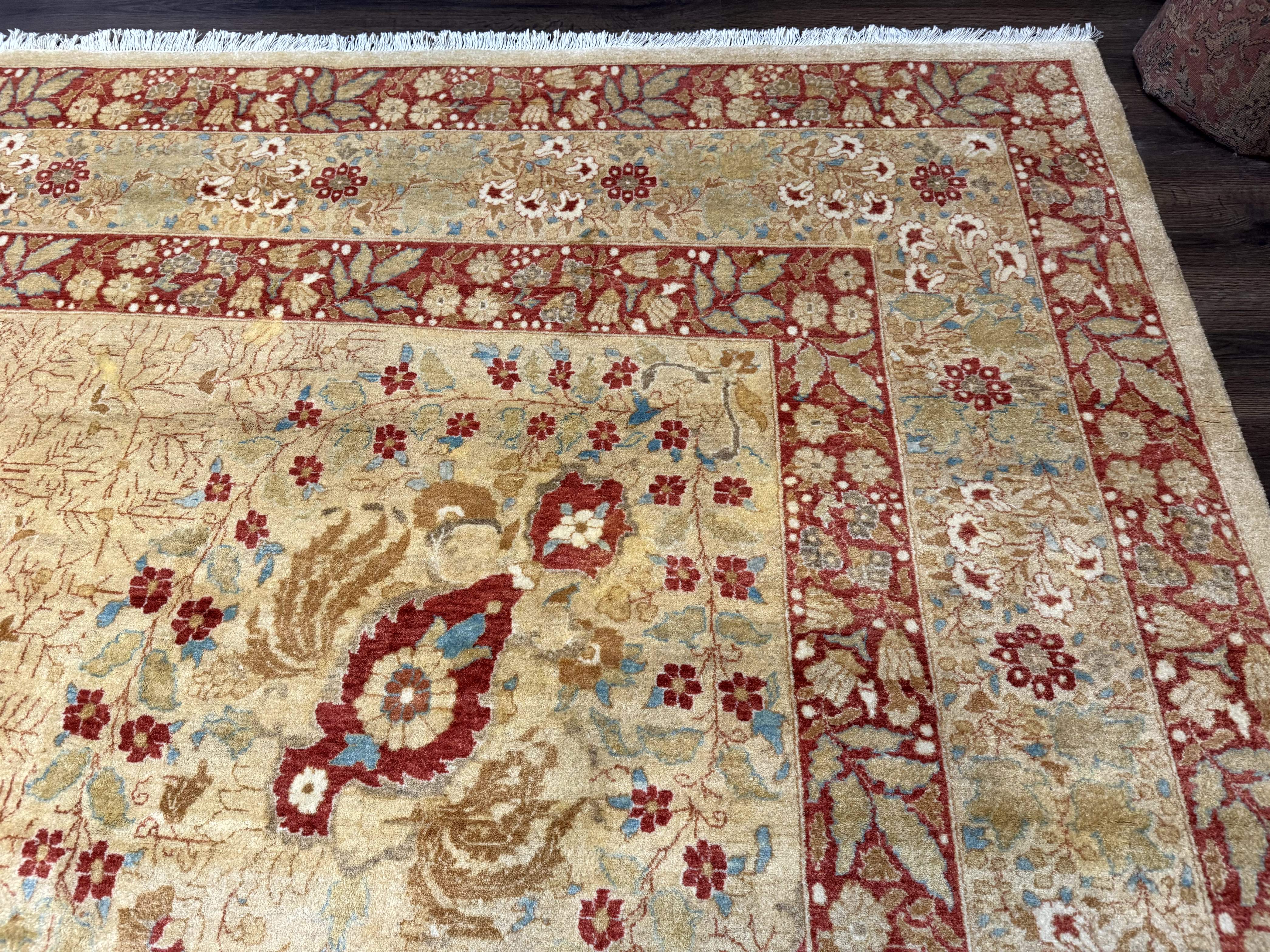 Palace Size Pak Persian Rug 13x17, Haji Jalili Design, Beige and Rust, Wool Hand Knotted, Fine 260 KPSI - Image 7
