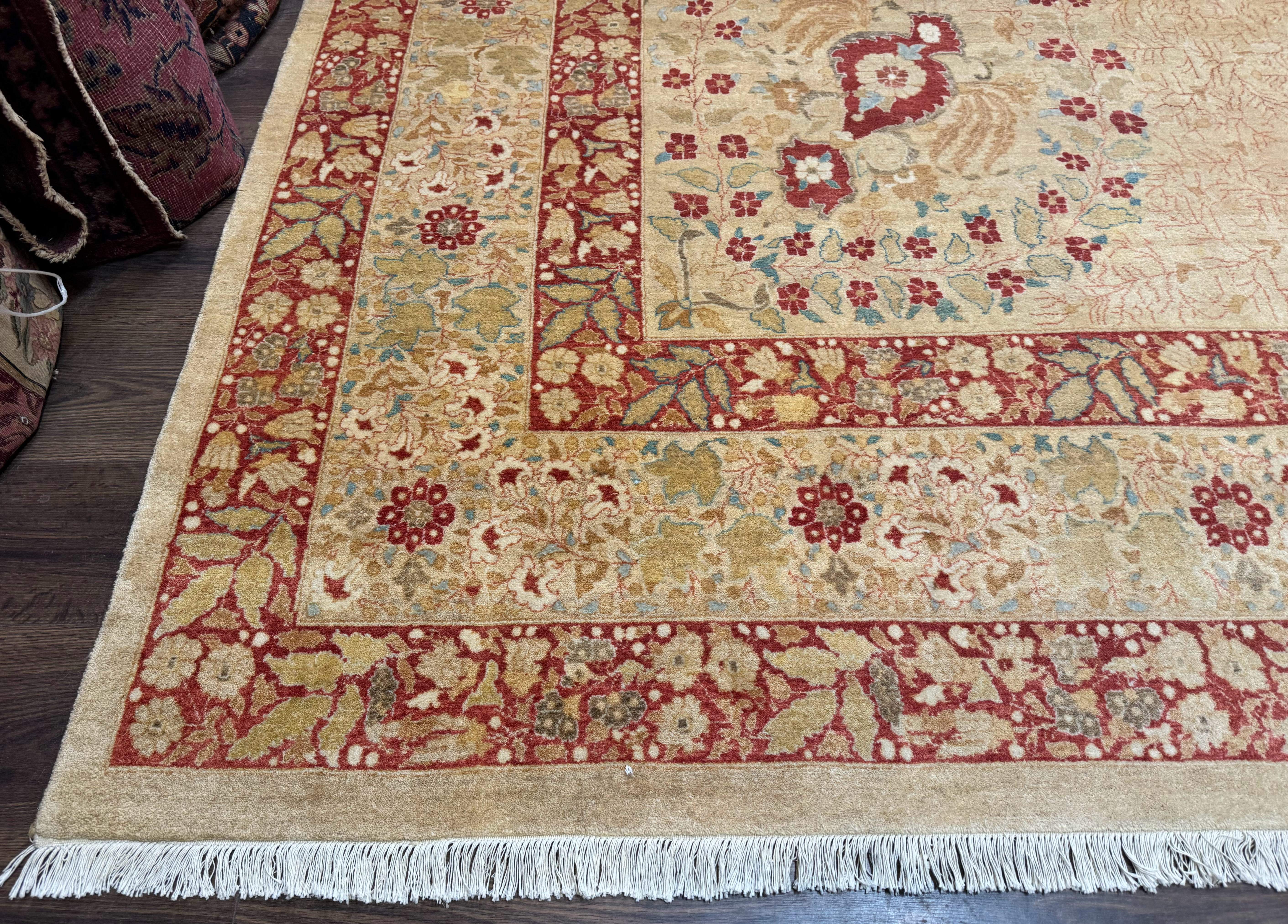Palace Size Pak Persian Rug 13x17, Haji Jalili Design, Beige and Rust, Wool Hand Knotted, Fine 260 KPSI - Image 8